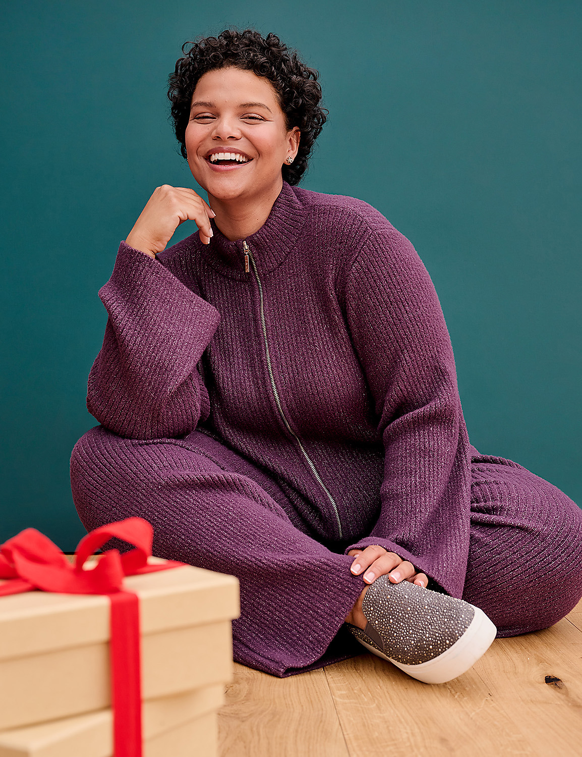 LIVI Shimmer Sweater Full-Zip Jacket Product Image 5