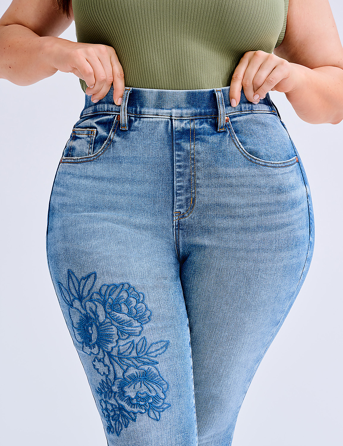 Tighter Tummy Fit Pull-On High-Rise Embroidered Jegging Product Image 5