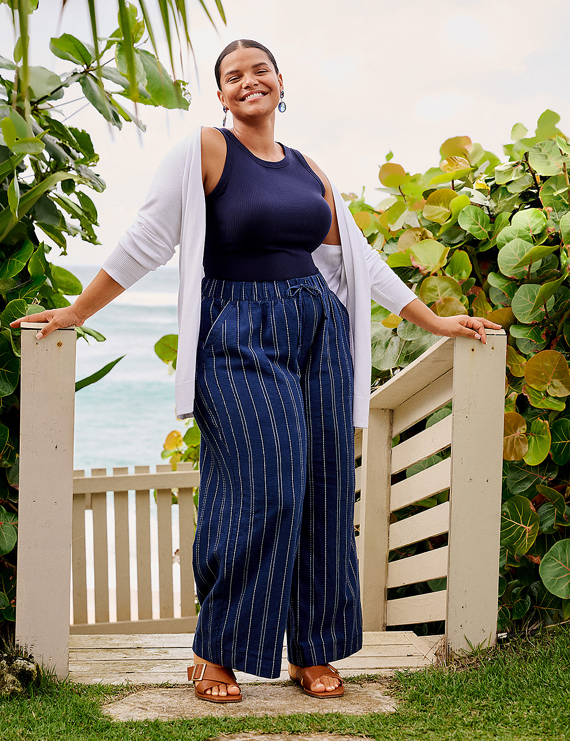 Stripe Linen Wide Leg Pant Product Image 4