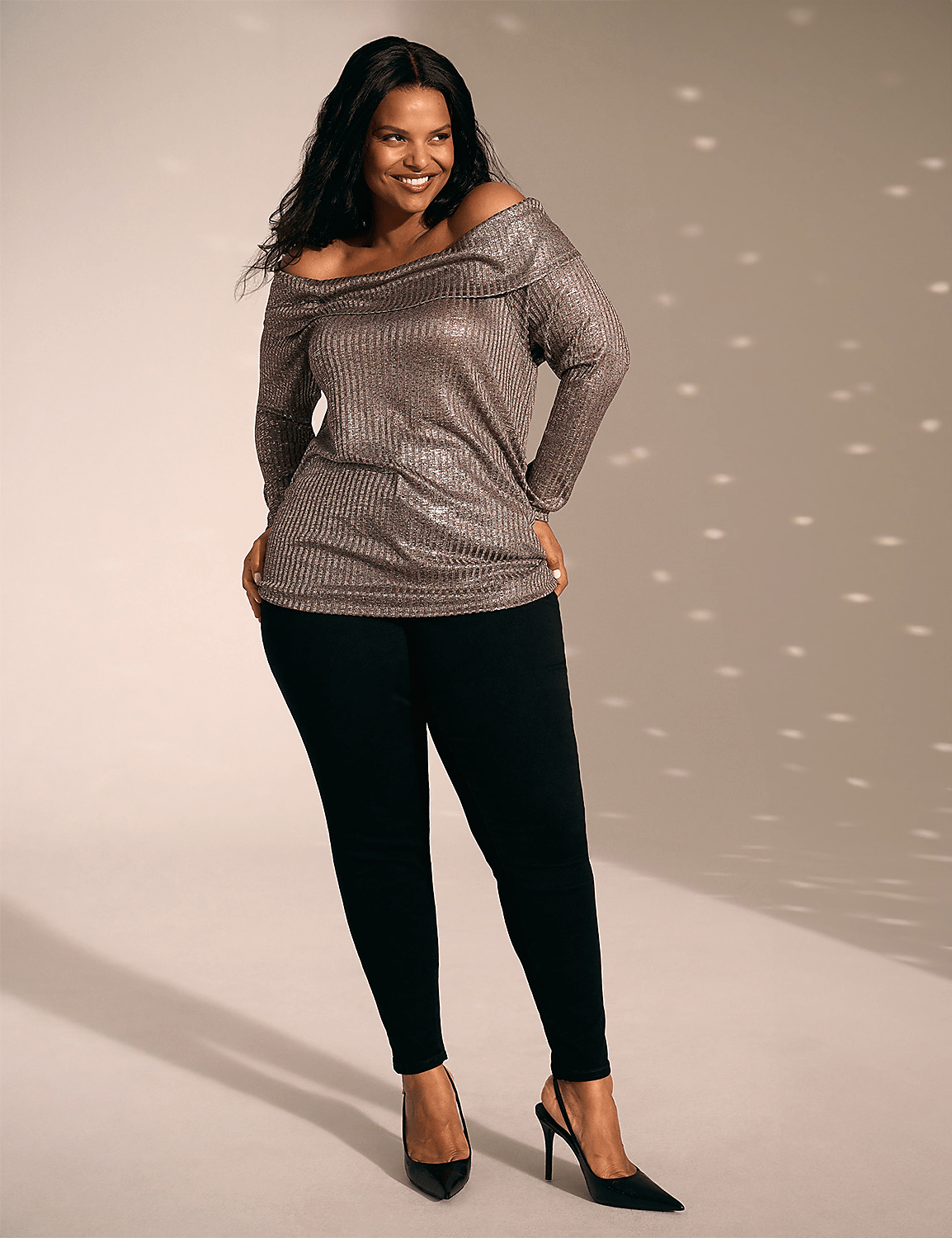 Shimmer Knit Off-The-Shoulder Cozy Top Product Image 4