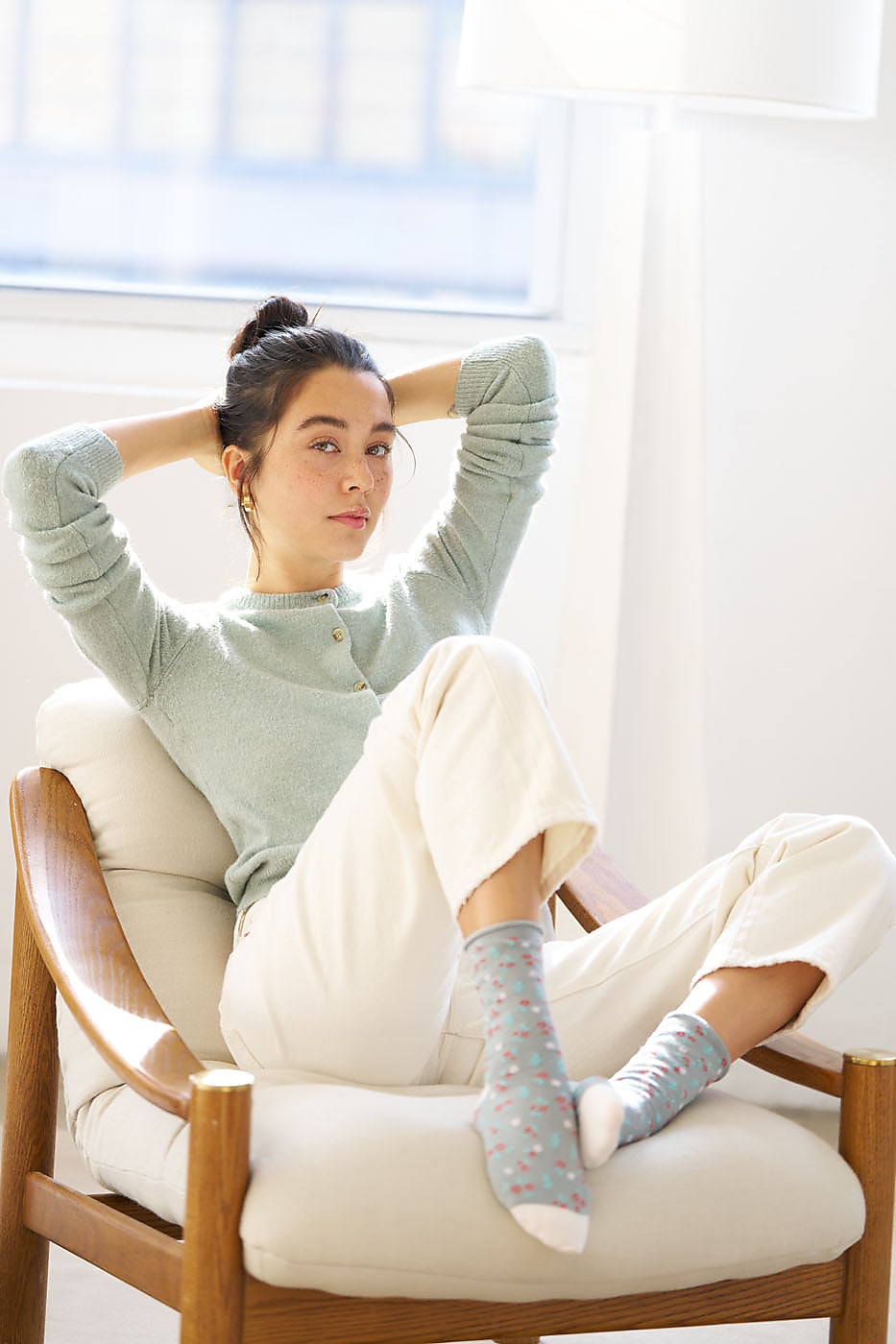 Lemon Recycled Pillow Polytam Crew Socks Product Image 3
