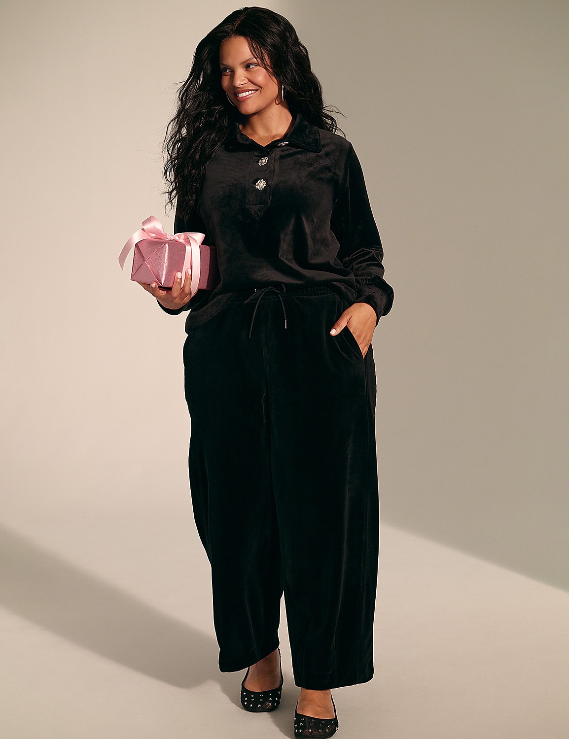 Rib Velour Pull-On Curved Ankle Pant Product Image 4