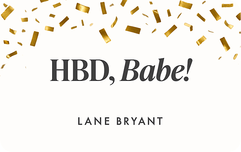 The image features the text "HBD, Babe!" in a bold, stylized font against a white background, with scattered golden confetti-like shapes surrounding it. Product Image 1