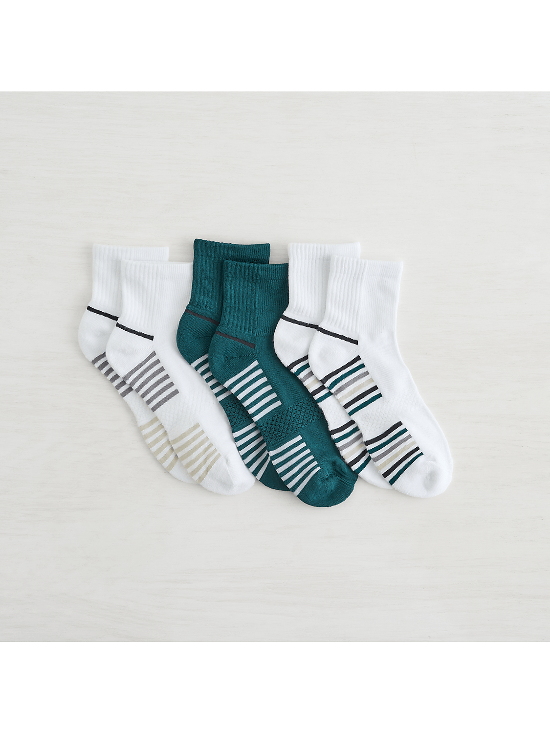 Lemon Powder Stripe Quarter Crew Socks Product Image 3