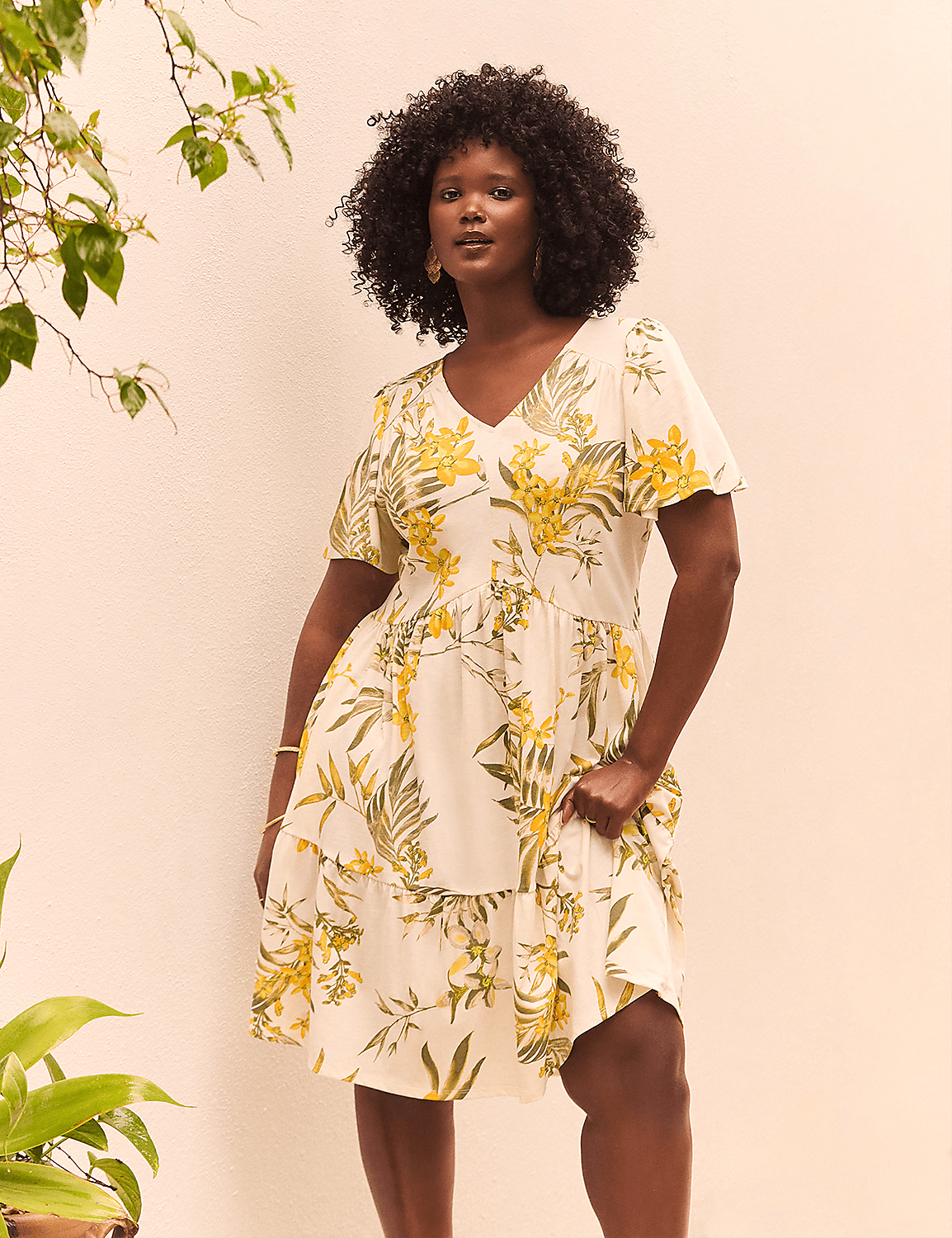 Flutter-Sleeve Tiered Swing Dress Product Image 4