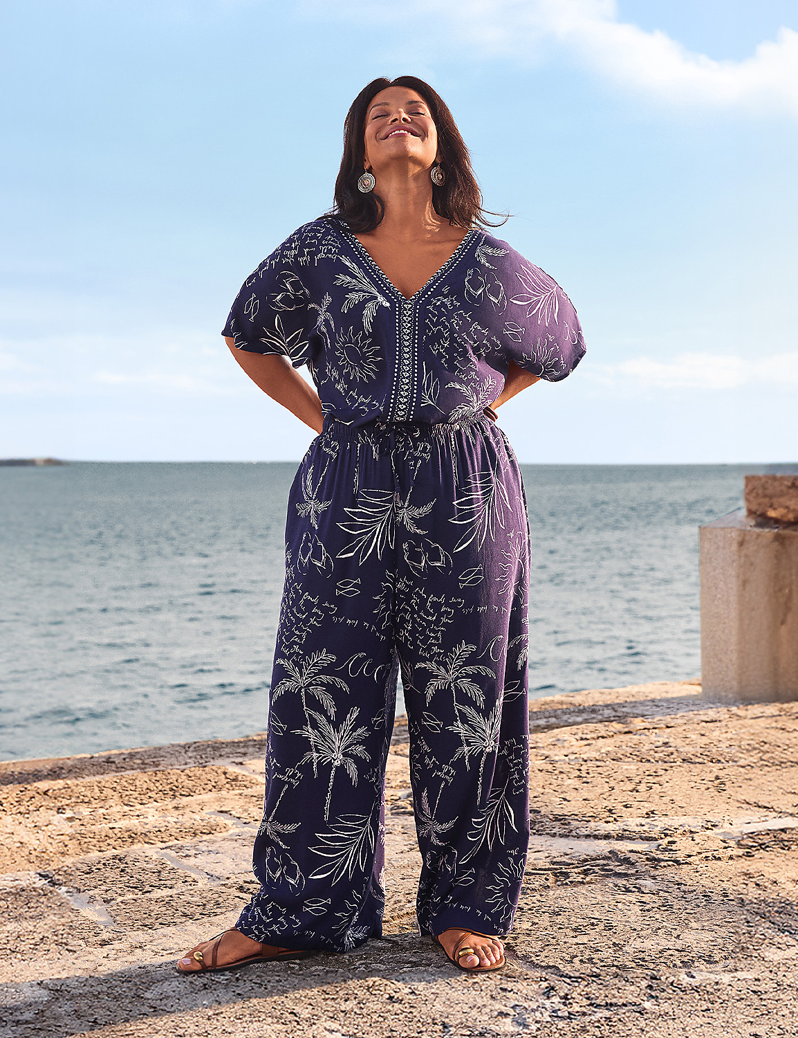 Printed Pull-On Flowy Wide Leg Pant Product Image 5