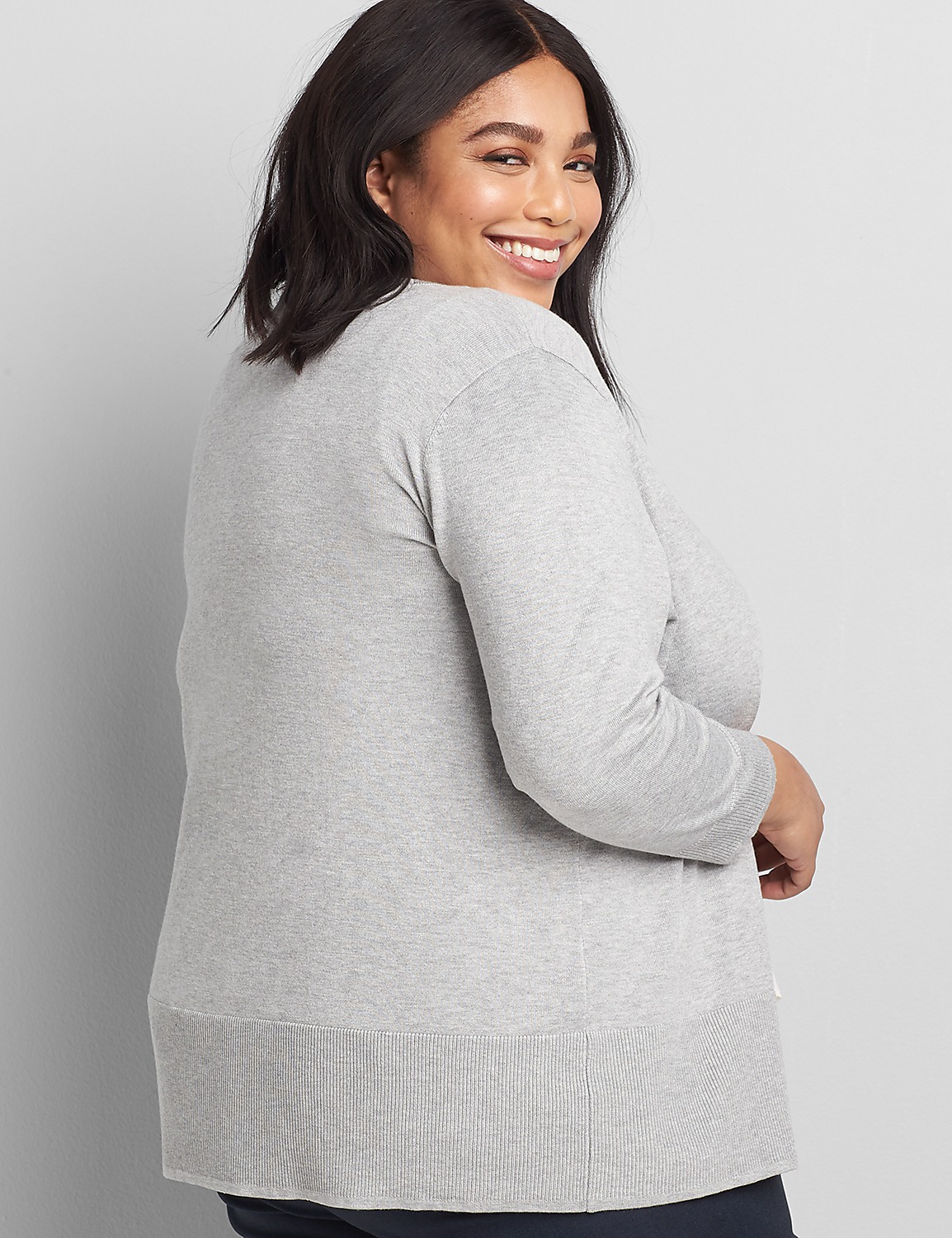 3/4-Sleeve Open-Front Cardigan Product Image 2