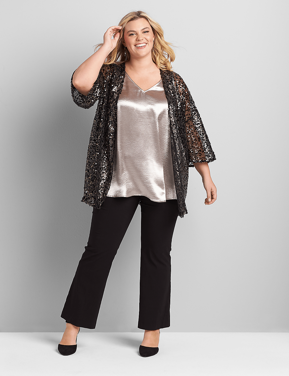 Double V-neck Satin Swing Tank Product Image 3