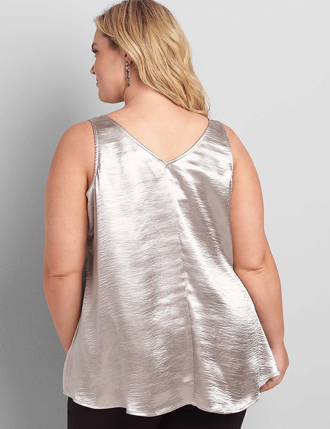 Double V-neck Satin Swing Tank Product Image 2