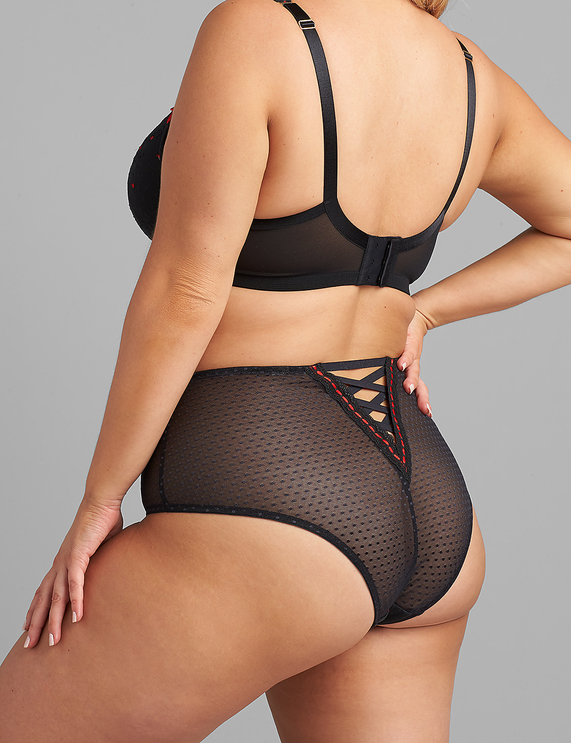 Spot Lace & Ribbon Mid-Waist Cheeky Panty Product Image 2