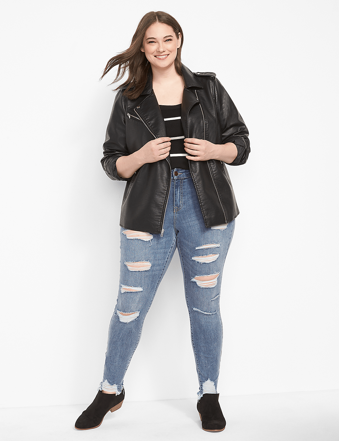 Curvy Fit High-Rise Skinny Jean - Destructed Medium Wash Product Image 3