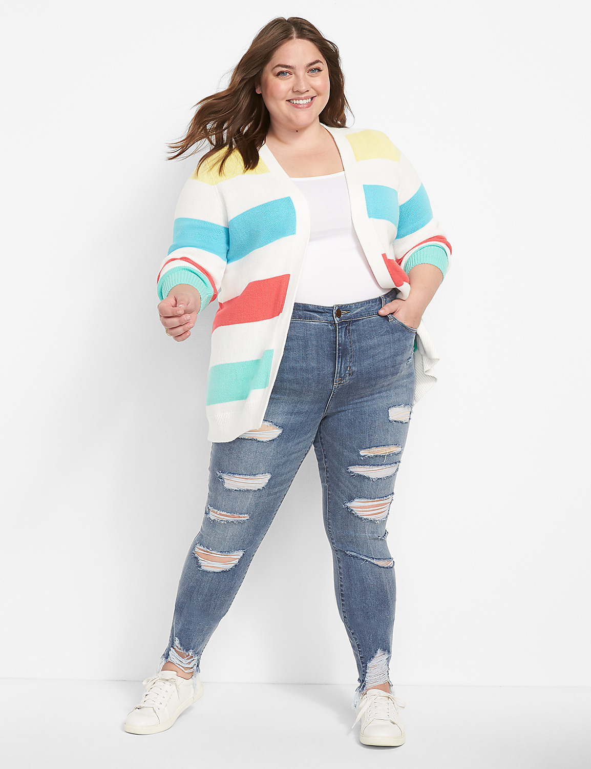 Straight Fit High-Rise Skinny Jean - Destructed Medium Wash Product Image 3