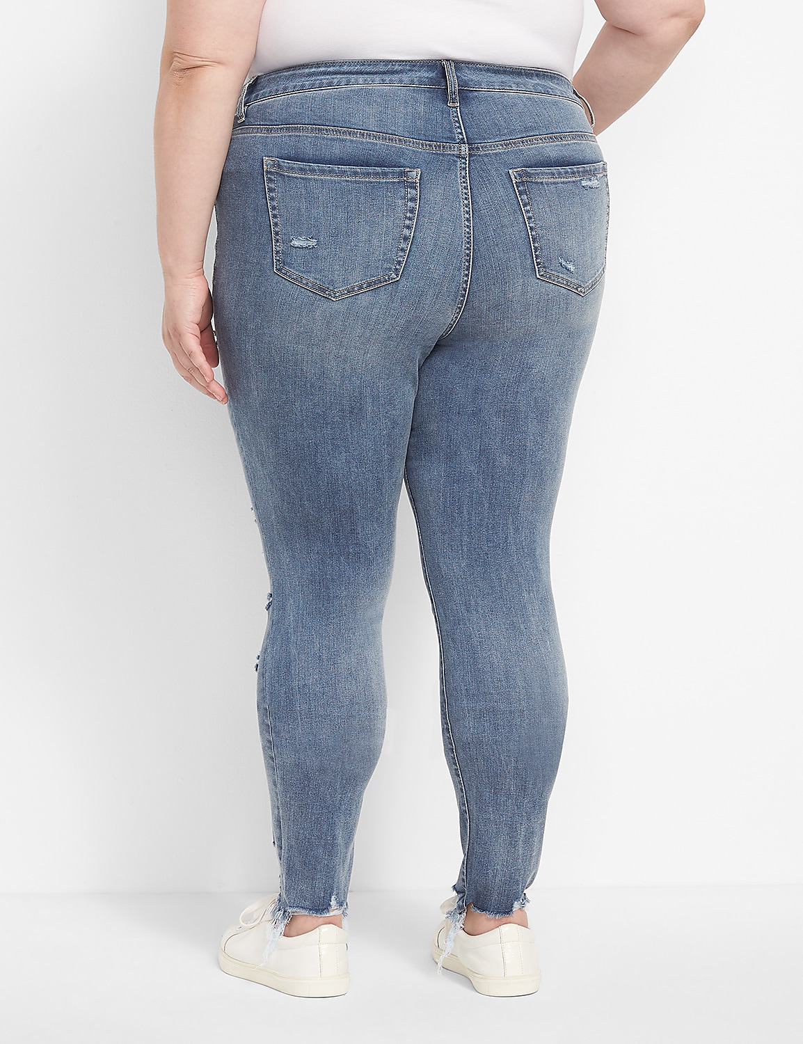 Straight Fit High-Rise Skinny Jean - Destructed Medium Wash Product Image 2