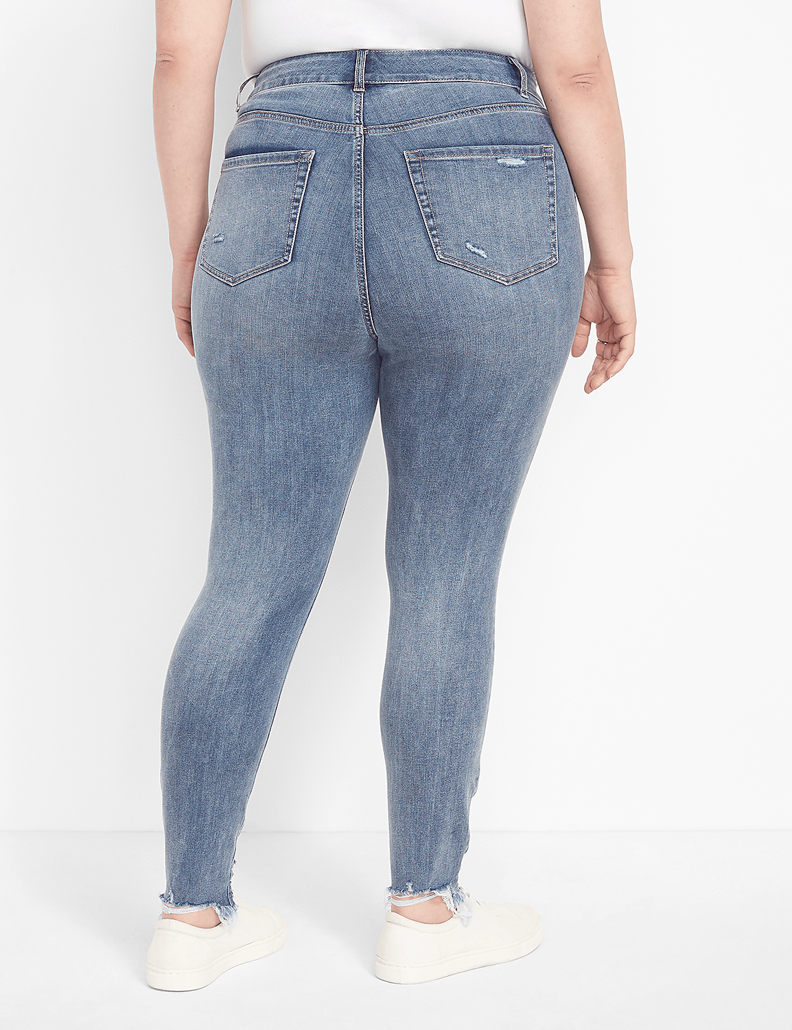 Curvy Fit High-Rise Skinny Jean - Destructed Medium Wash Product Image 2