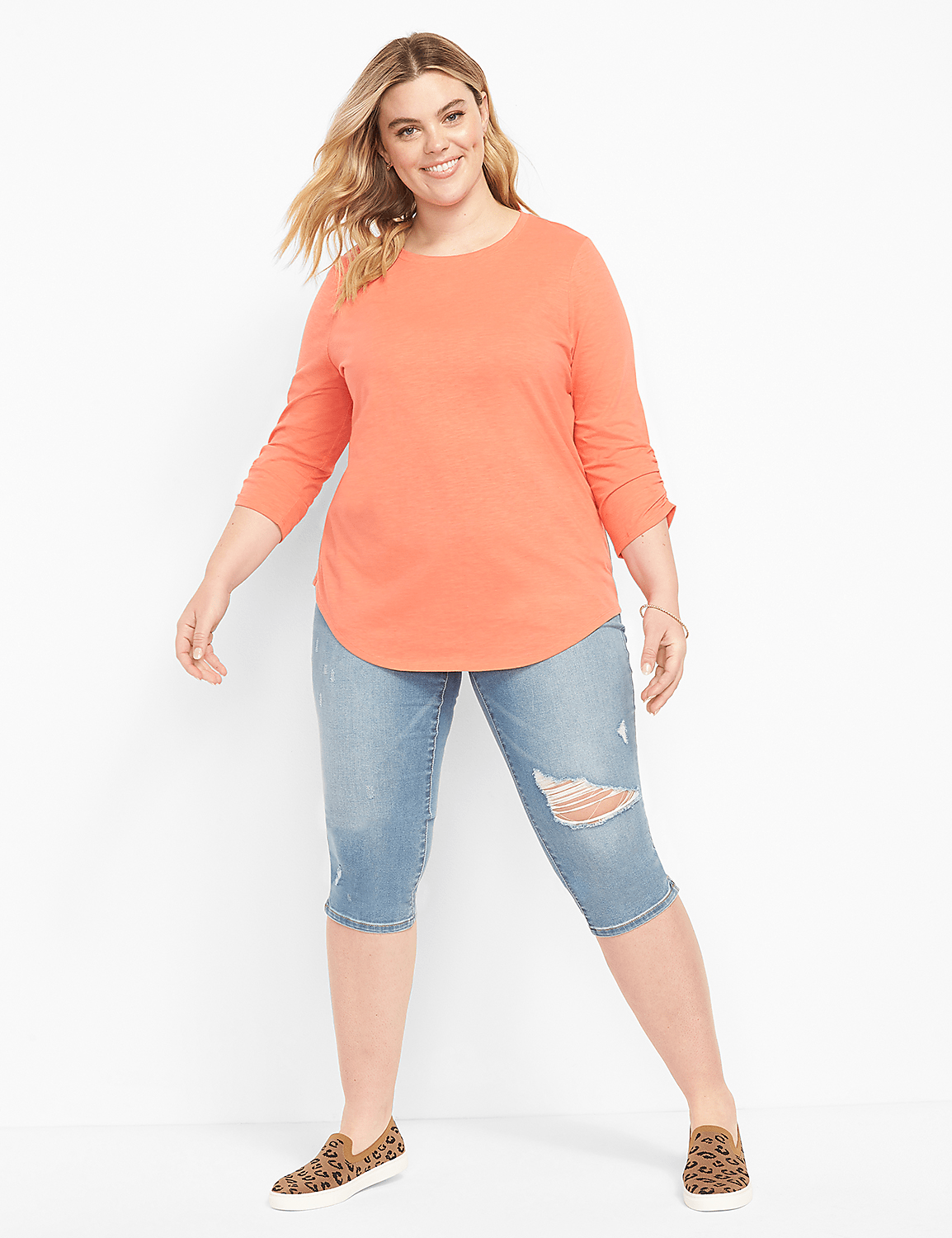 Pull-On High-Rise Pedal Jegging - Destructed Medium Wash Product Image 2