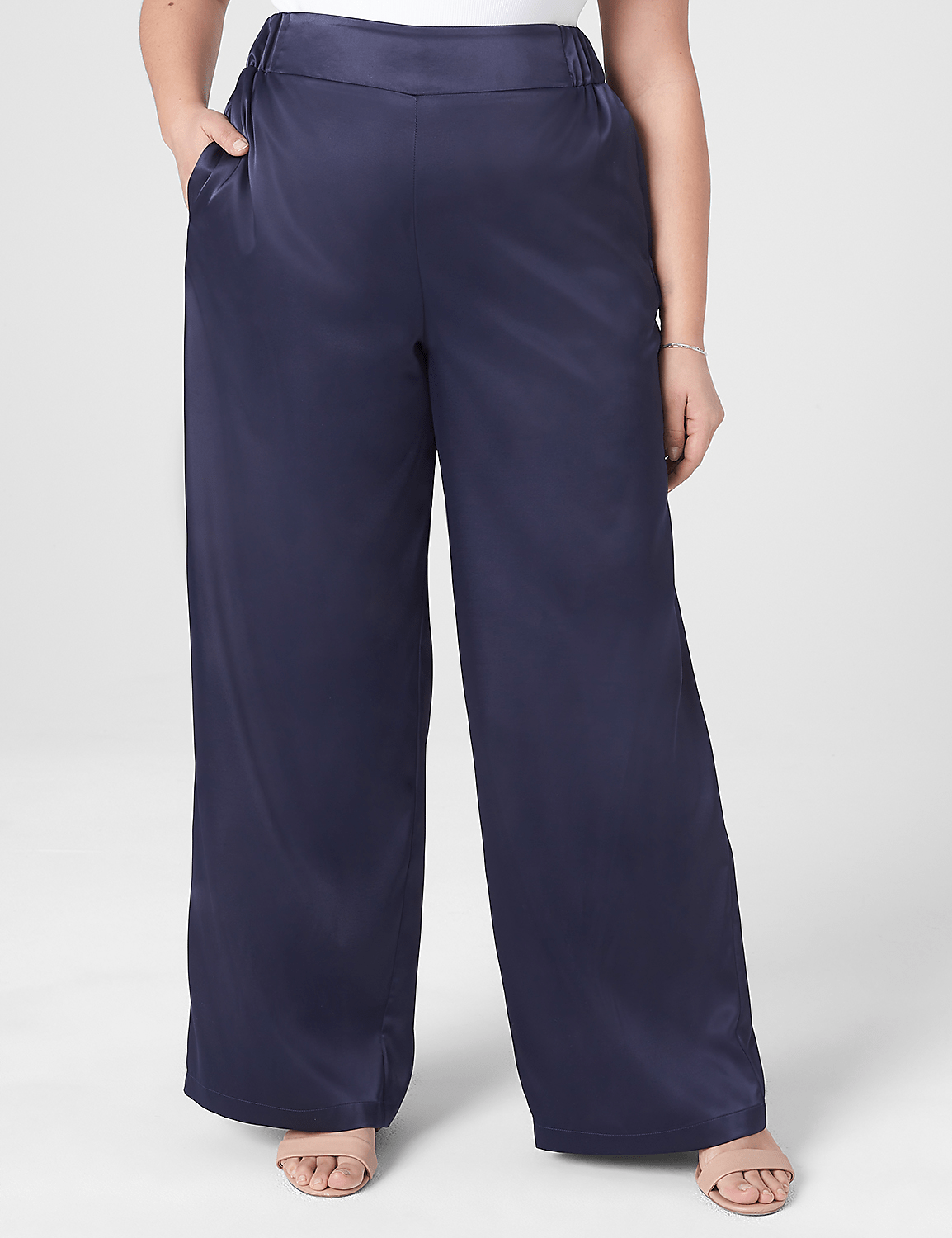 Satin High-Rise Pull-On Wide Leg Pant Product Image 1