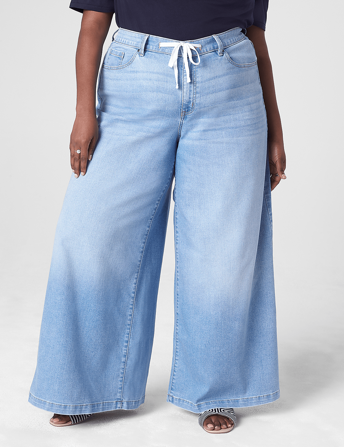 High-Rise Ultra Wide Leg Jean - Drawstring Waist Product Image 1