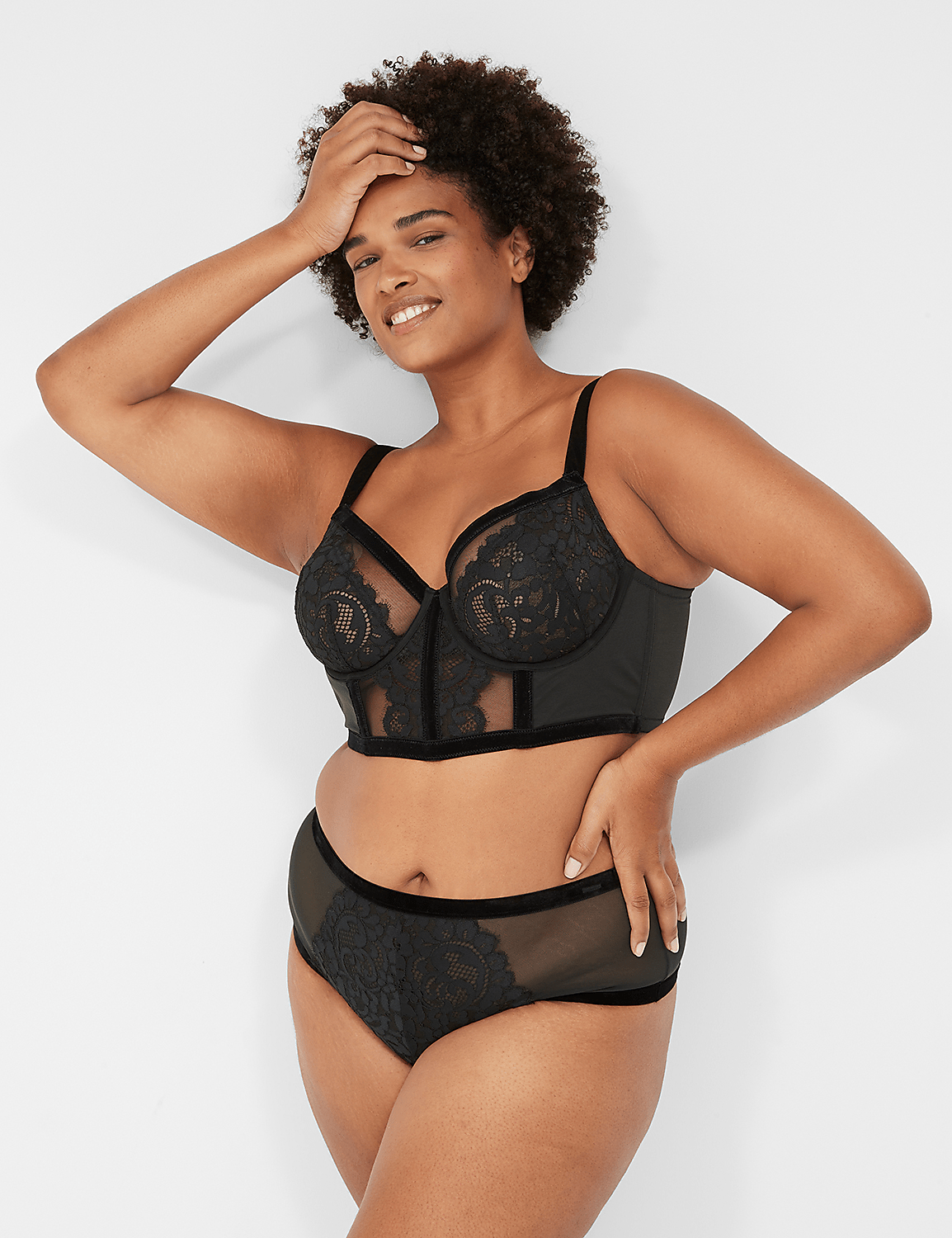 Velvet-Trim Unlined Balconette Bra Product Image 1