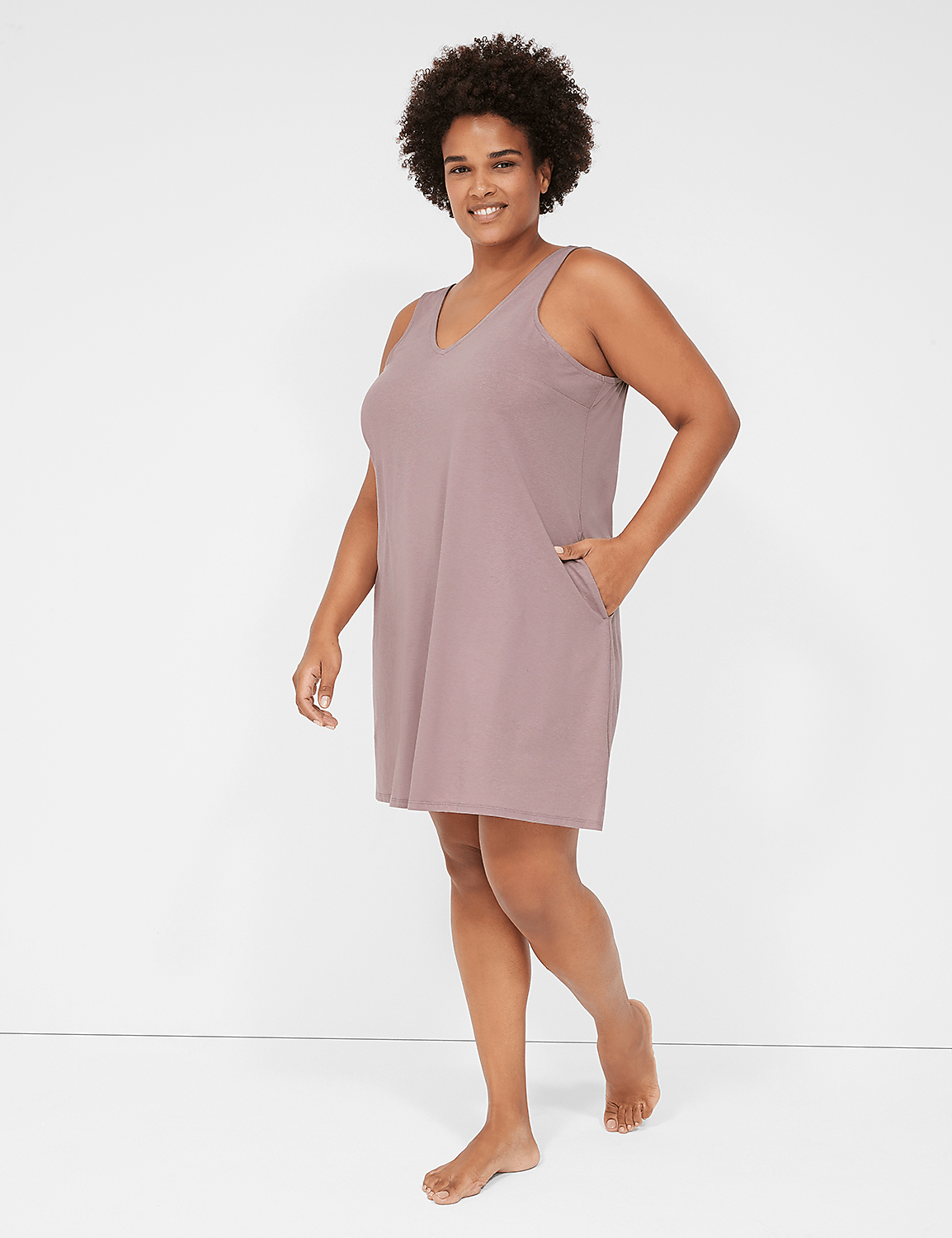 Comfy Cotton Lace-Back Chemise | LaneBryant