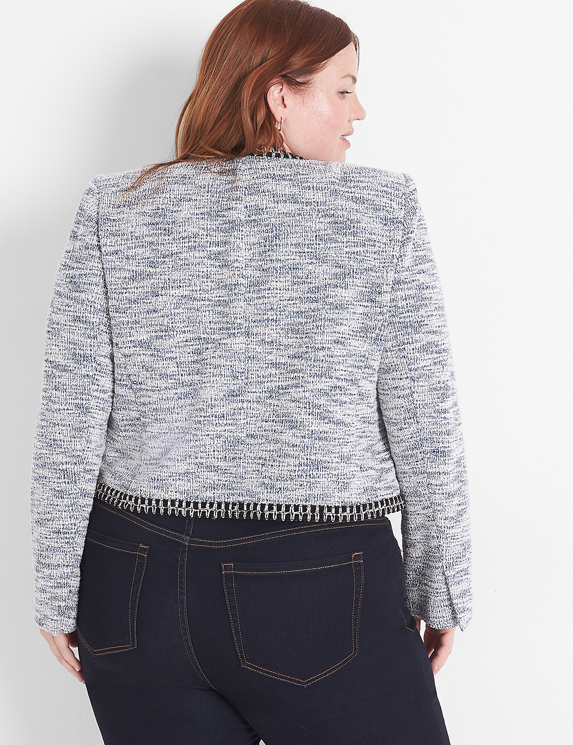 Boucle Knit Tweed Crop Jacket Product Image 2