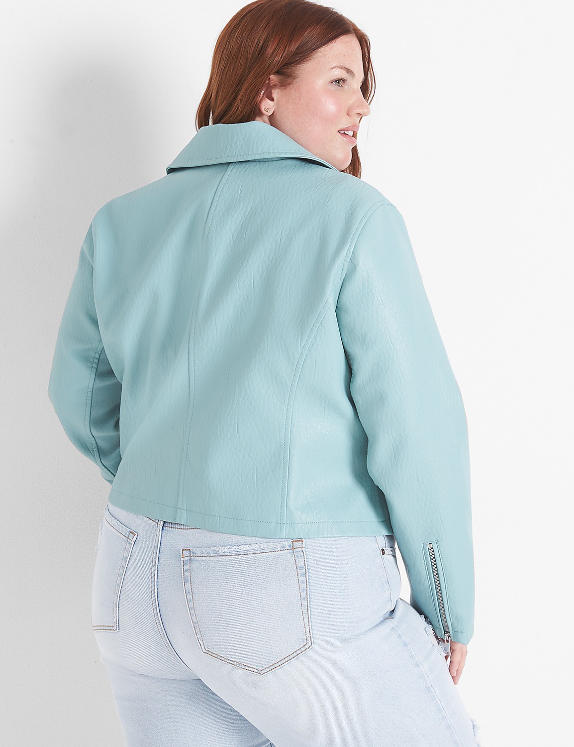 Faux-Leather Moto Jacket Product Image 2