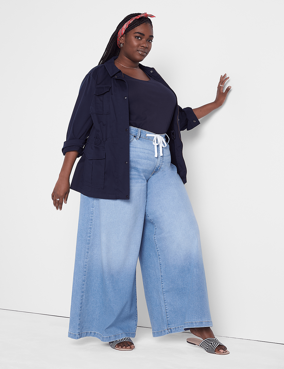 High-Rise Ultra Wide Leg Jean - Drawstring Waist Product Image 3