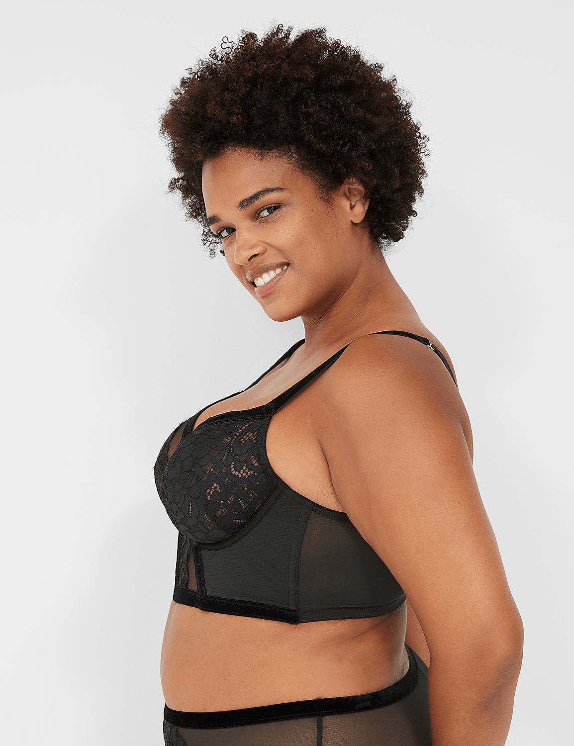 Velvet-Trim Unlined Balconette Bra Product Image 3