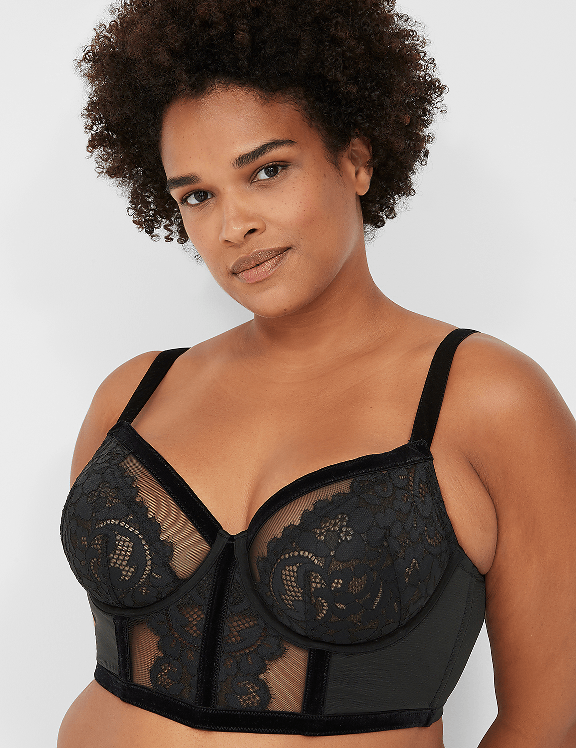 Velvet-Trim Unlined Balconette Bra Product Image 4