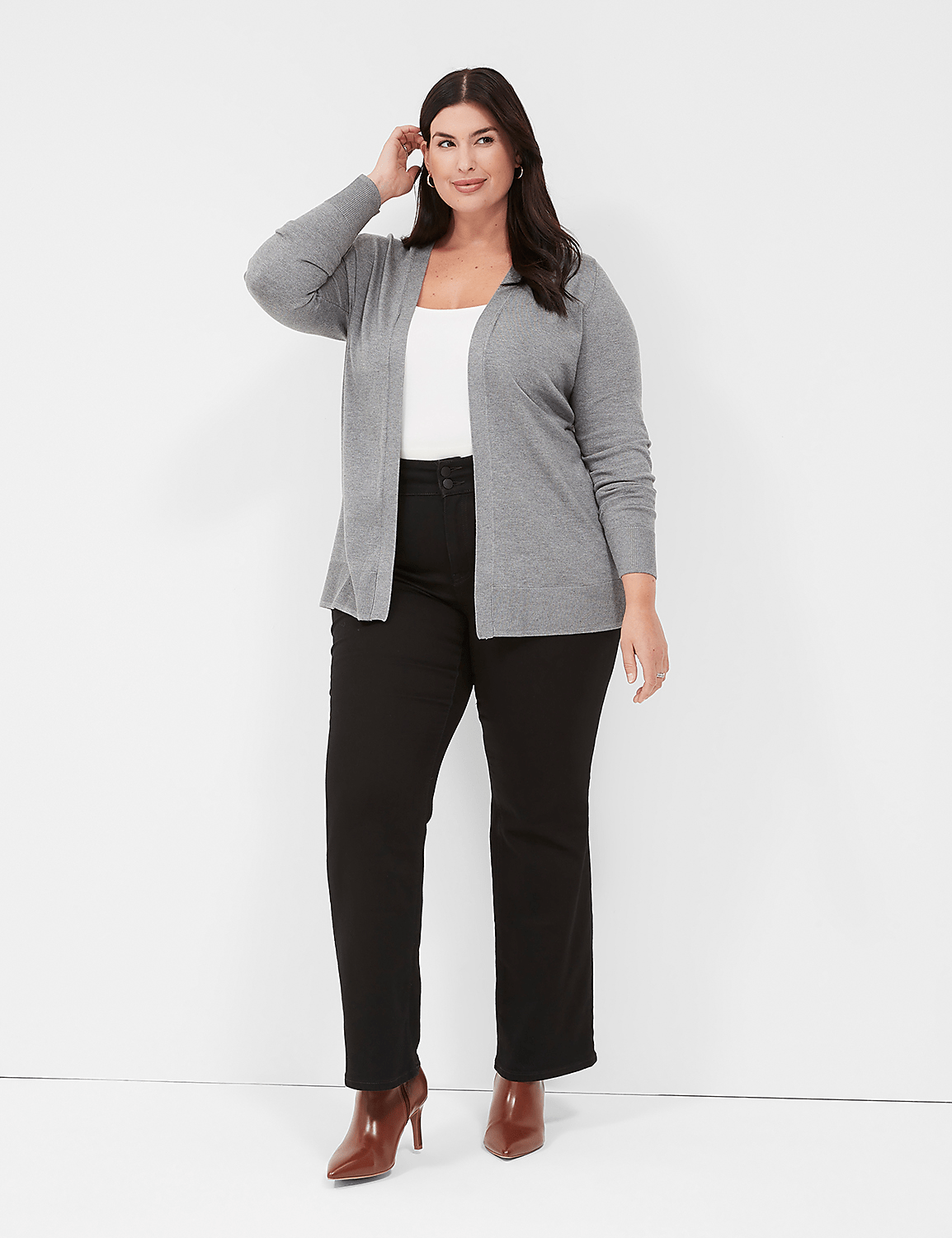 Modern Long-Sleeve Open-Front Cardigan Product Image 4