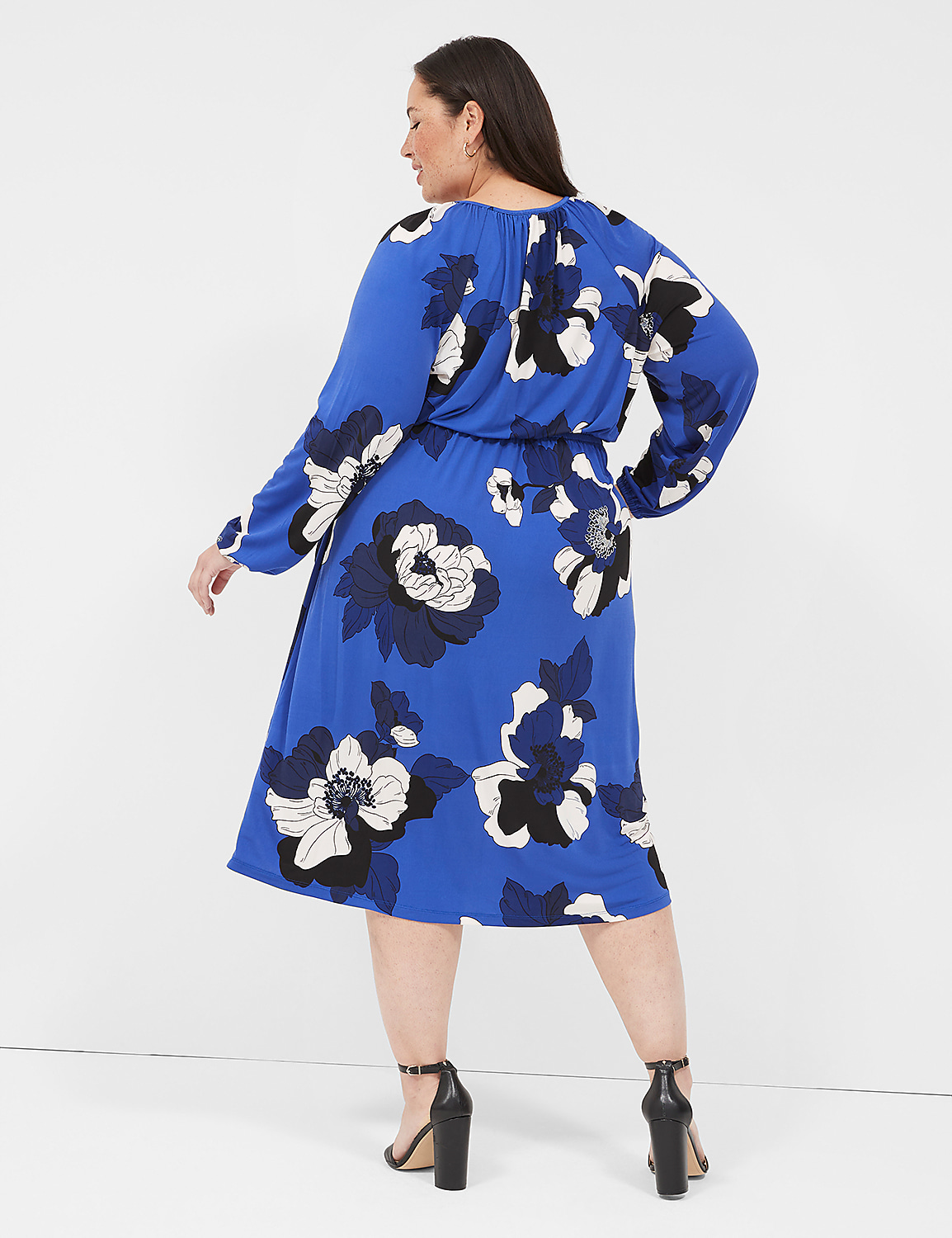 Notch-Neck Faux-Wrap Jersey Midi Dress Product Image 2