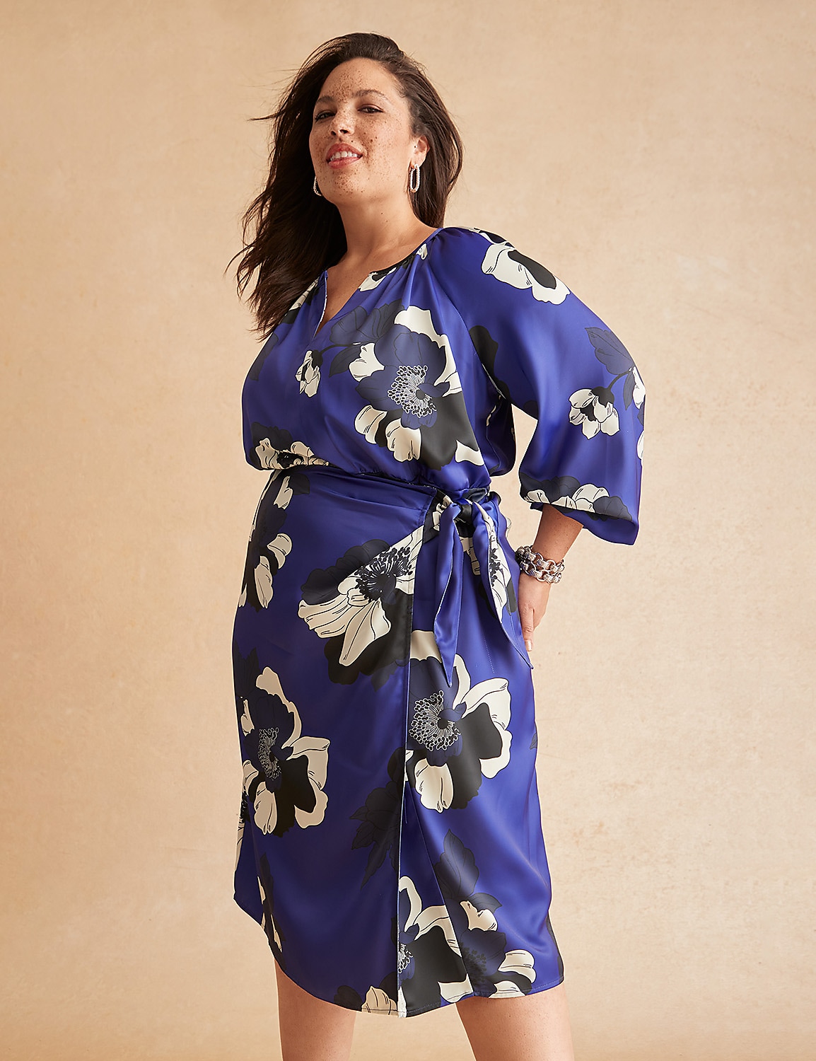 Notch-Neck Faux-Wrap Jersey Midi Dress Product Image 4