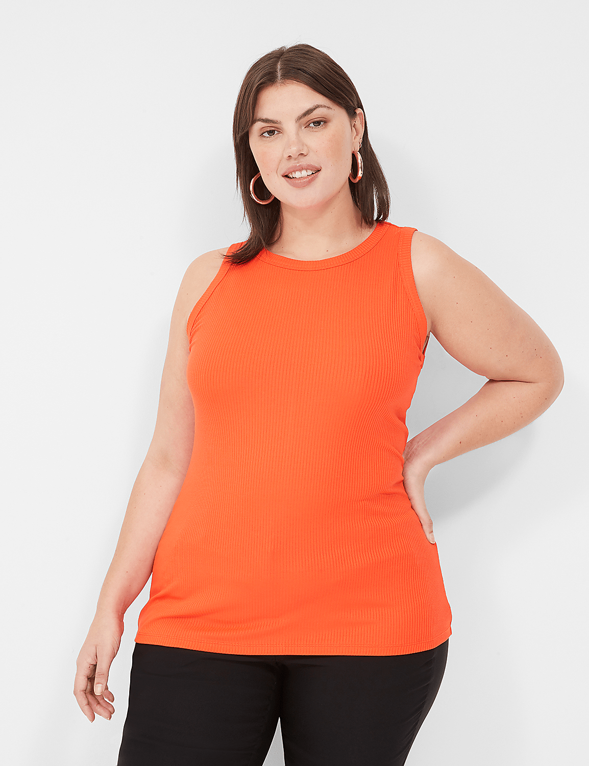 Sleeveless High Neck 3x2 Rib Tank S | LaneBryant