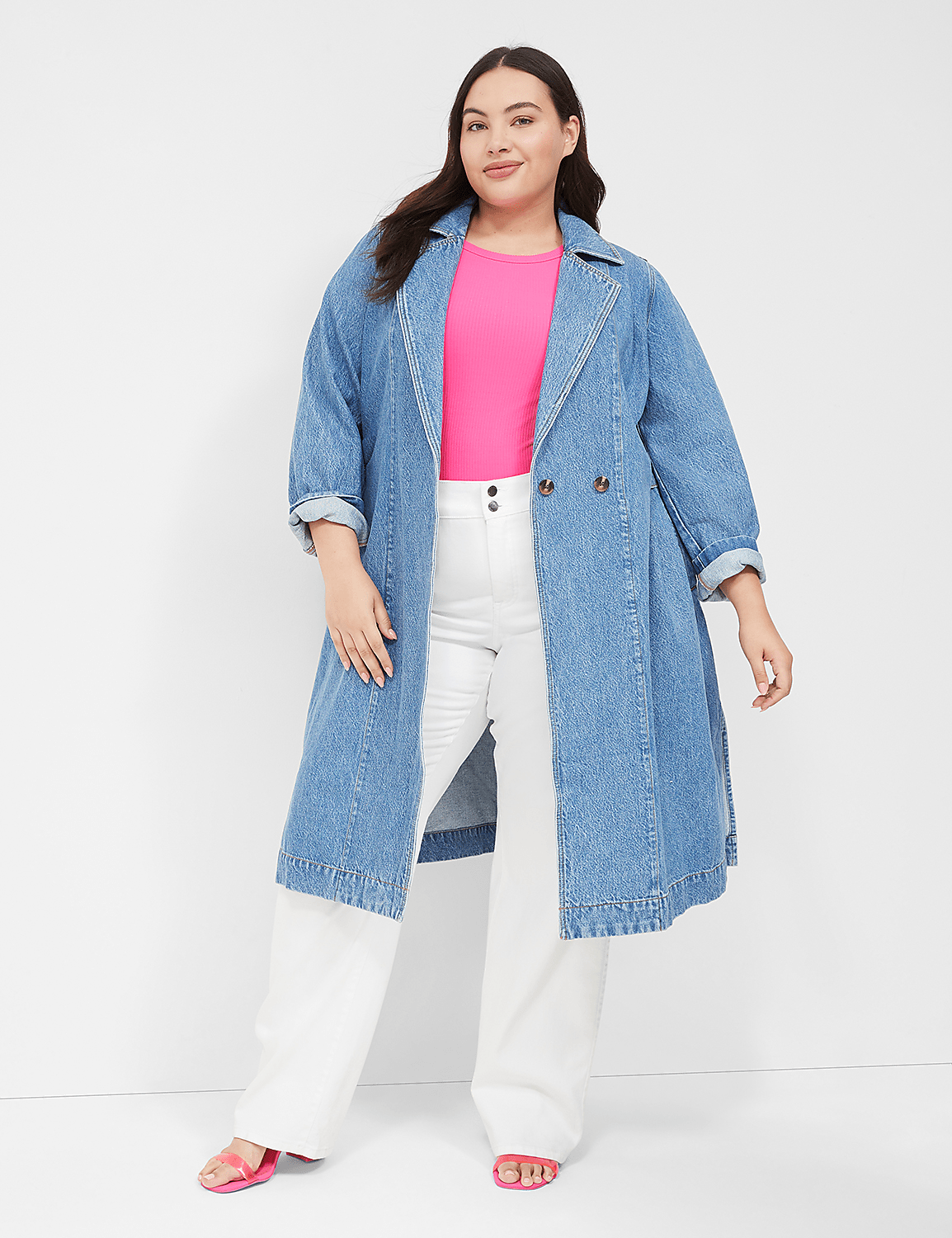 Denim Belted Trench Product Image 1