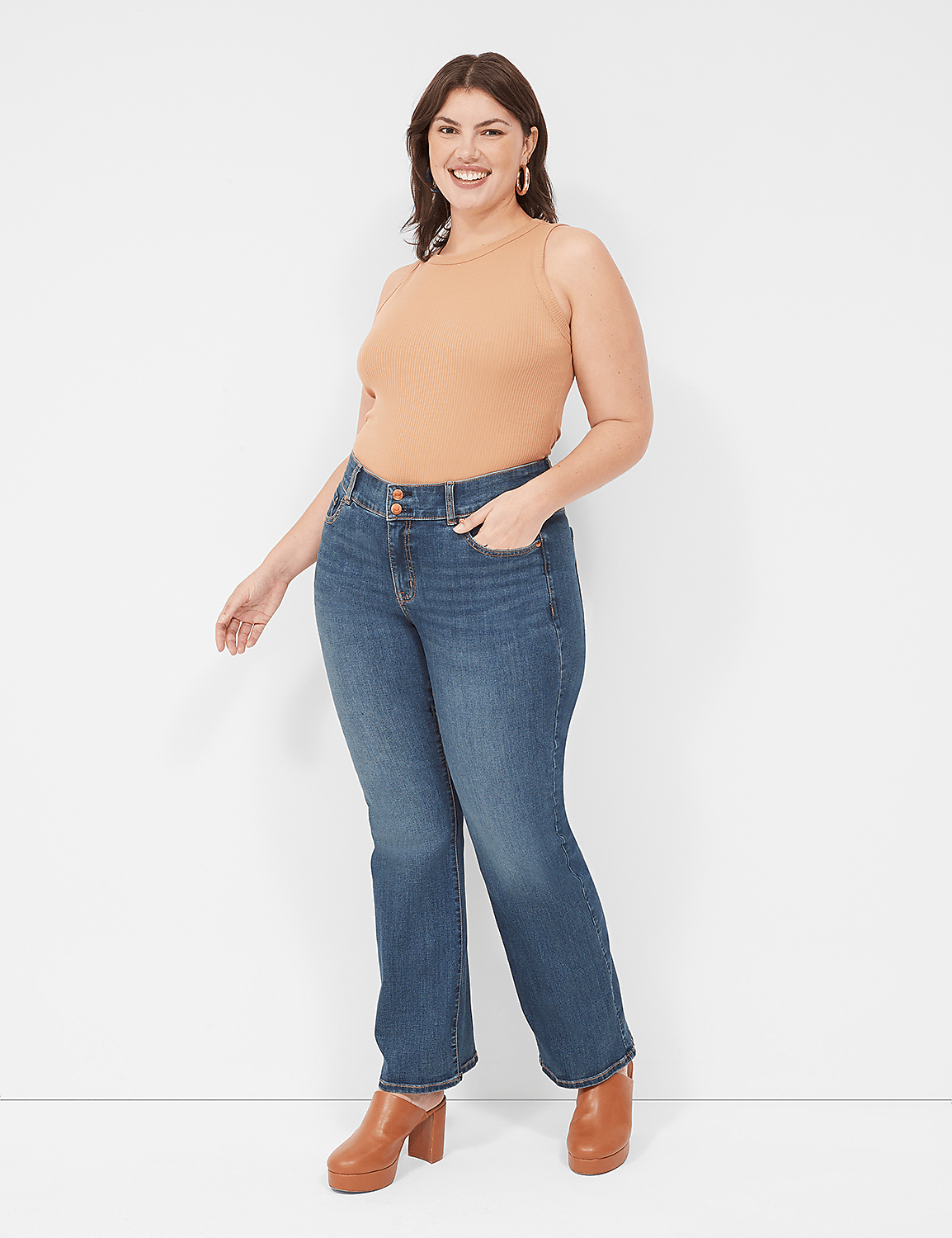 Sleeveless High Neck 3x2 Rib Tank C | LaneBryant