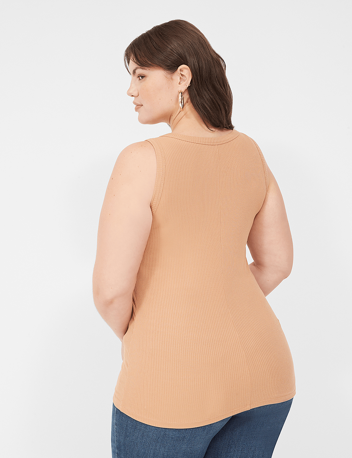 Sleeveless High Neck 3x2 Rib Tank C | LaneBryant