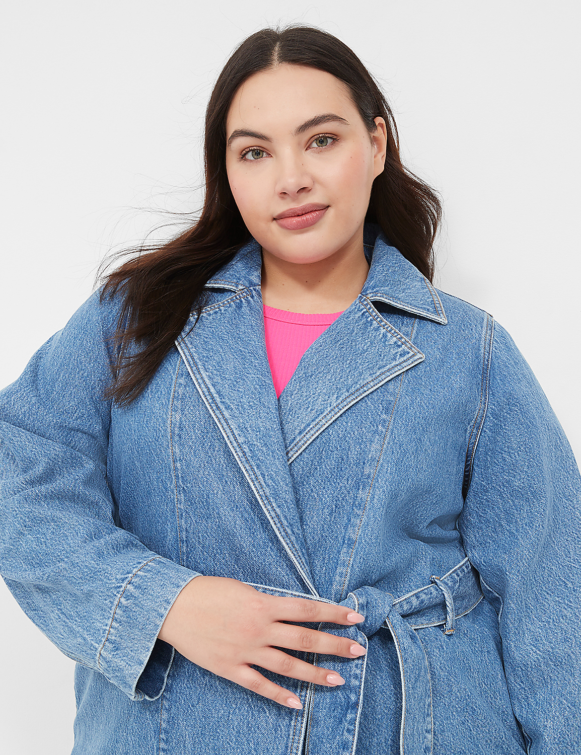 Denim Belted Trench Product Image 3