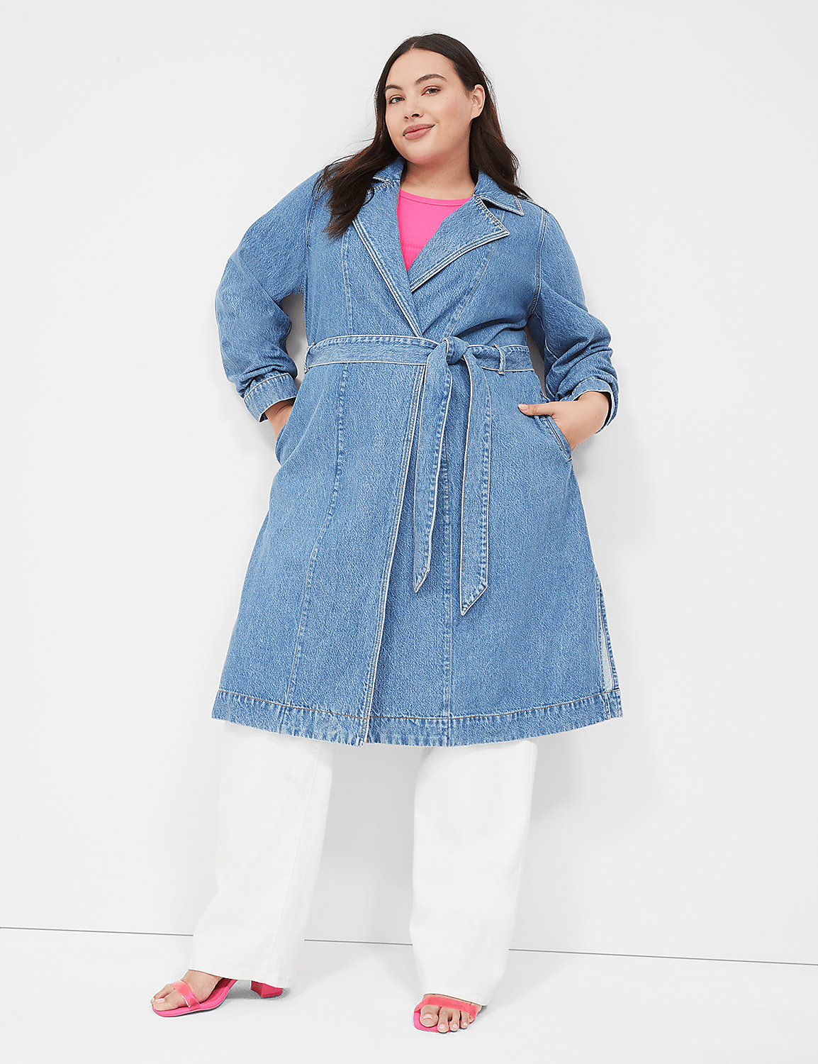 Denim Belted Trench Product Image 4