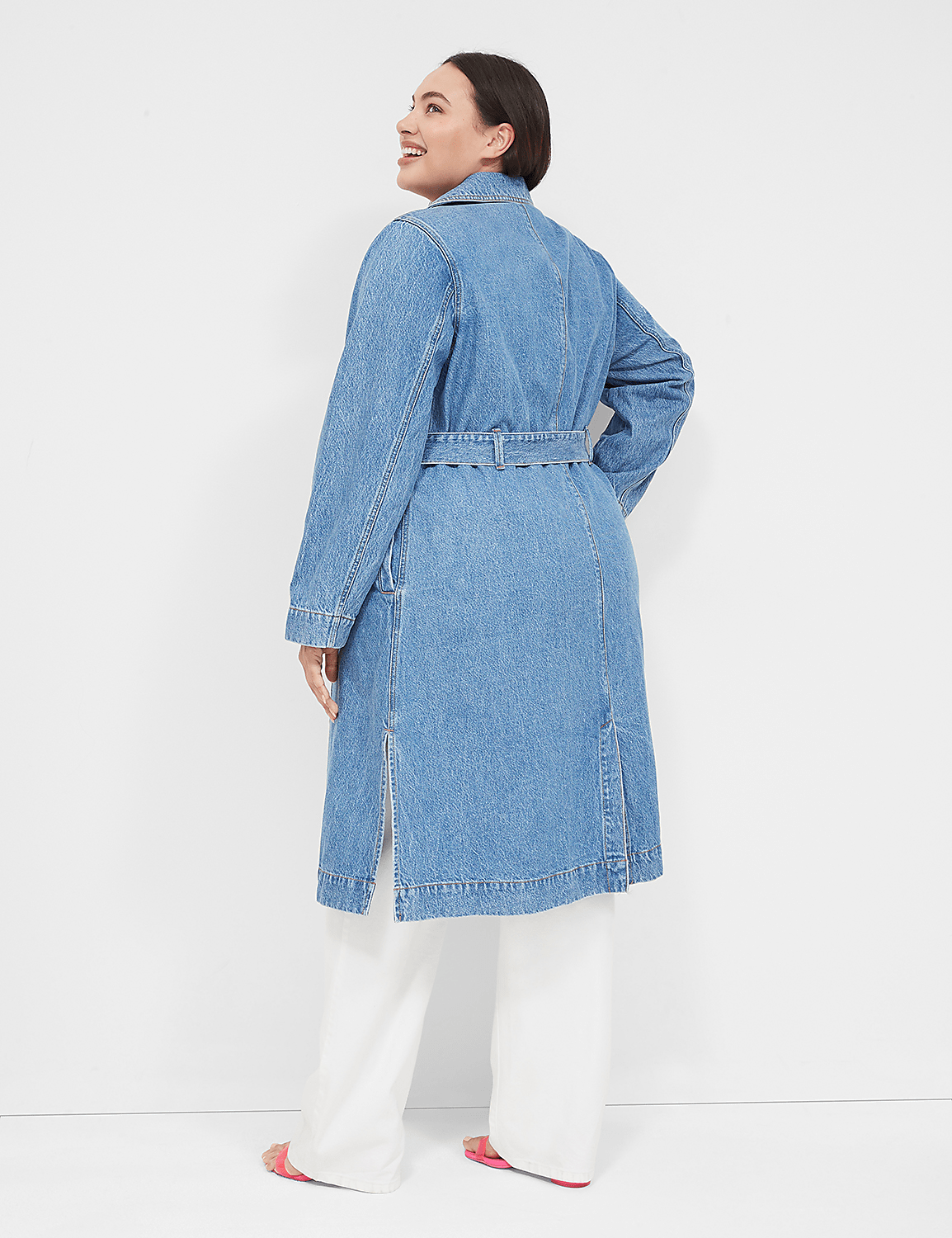 Denim Belted Trench Product Image 2