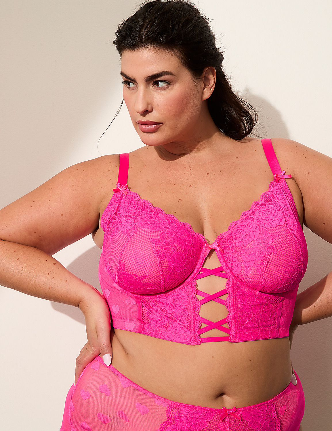 Heart Mesh Longline Unlined Balconette Bra Product Image 1