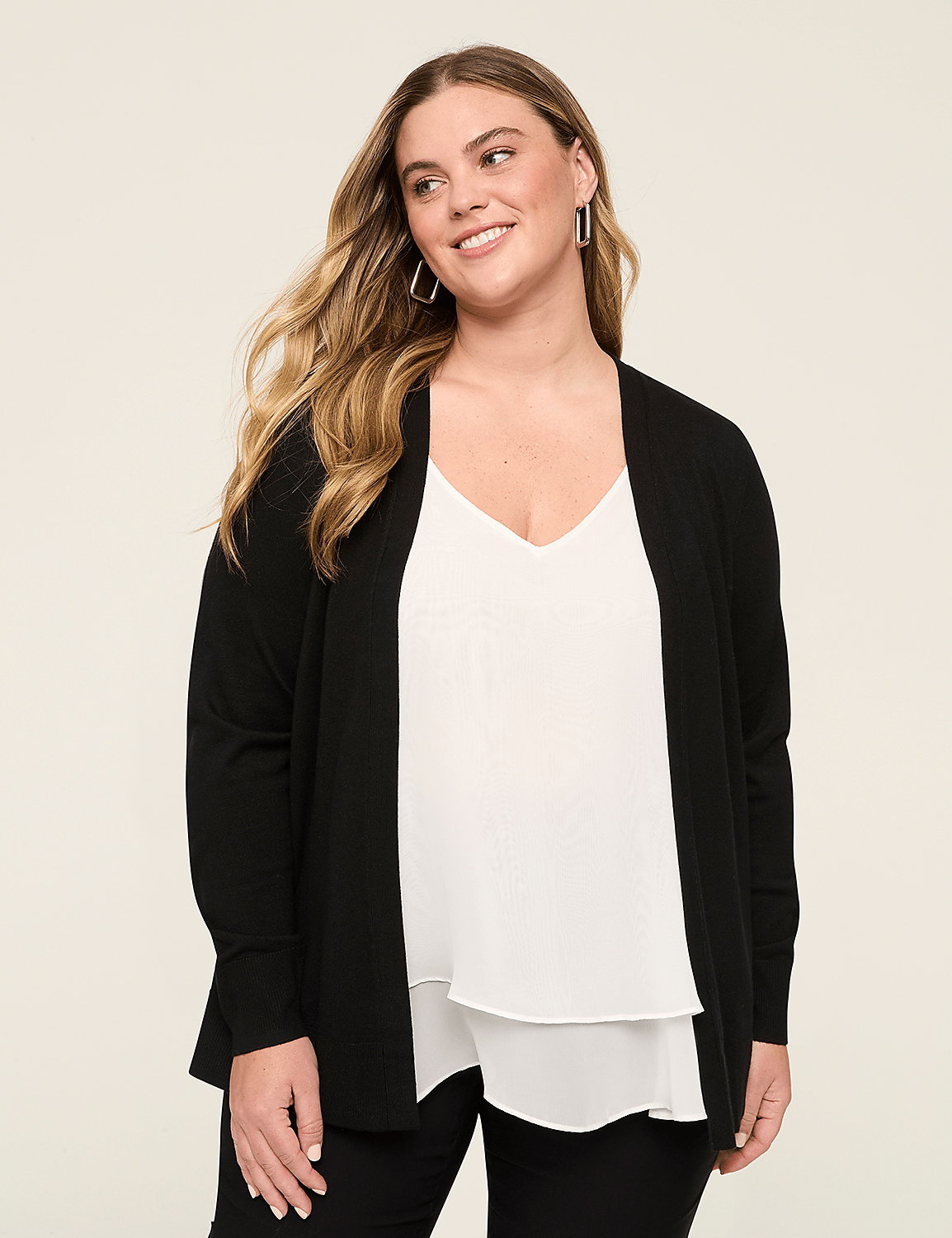 Modern Long-Sleeve Open-Front Cardigan Product Image 1
