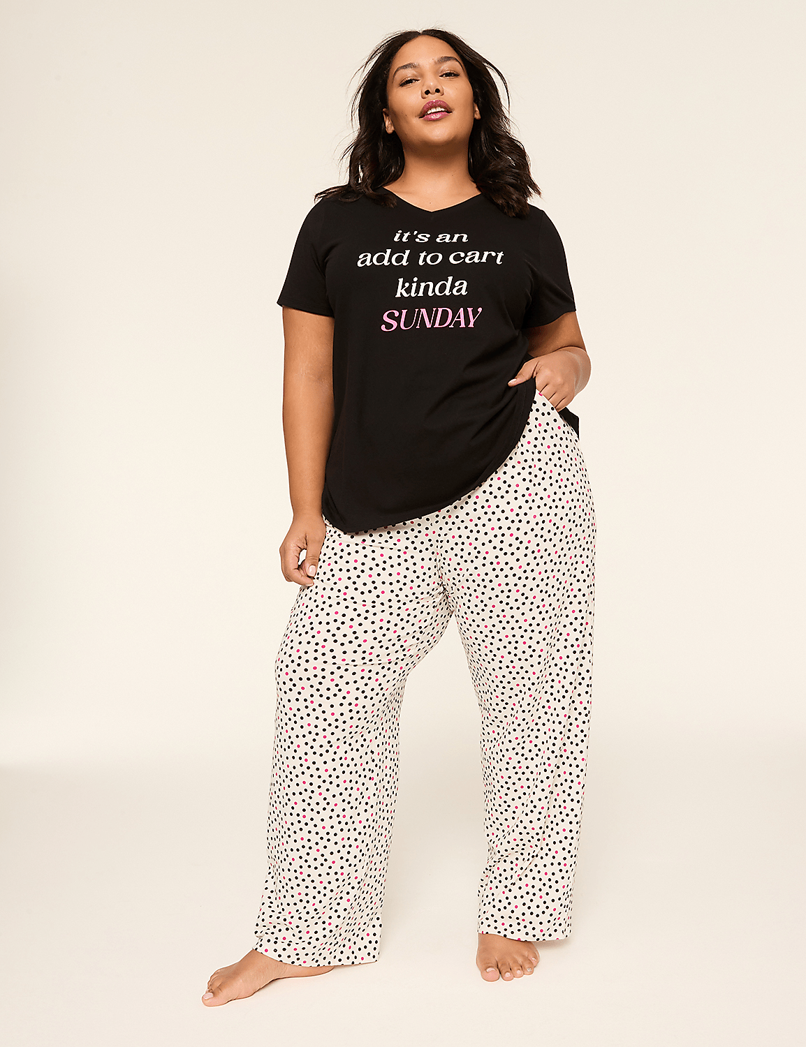 Comfy Cotton V-Neck Tee & Pant PJ Set Product Image 1