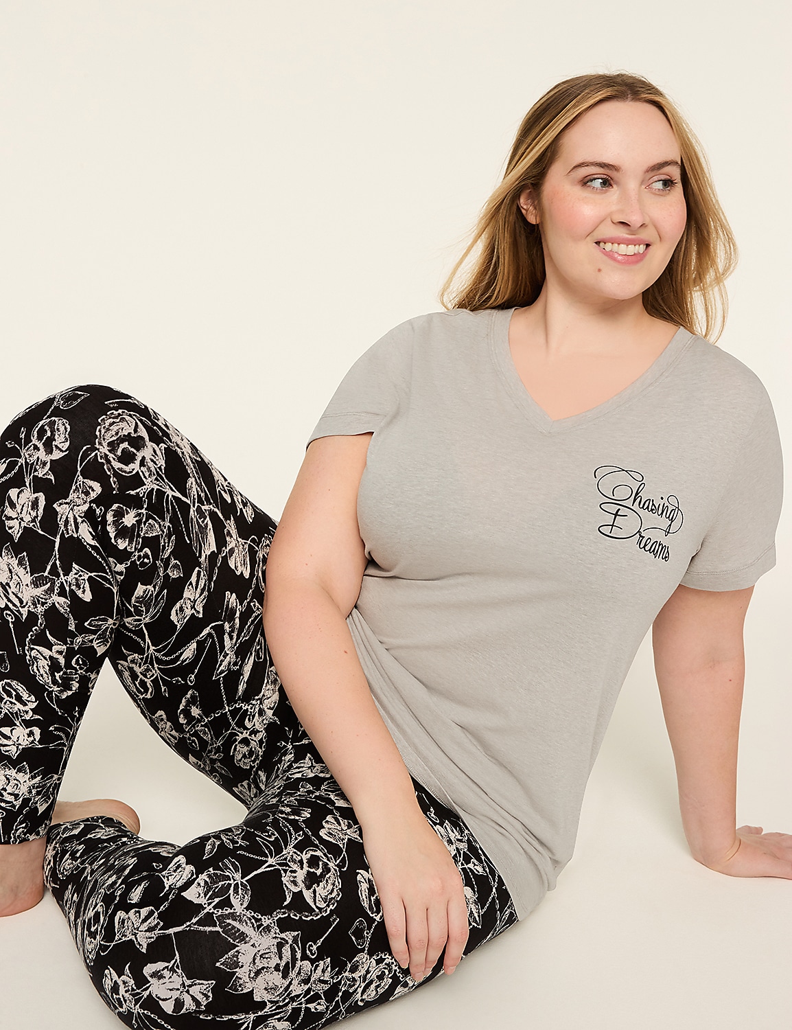 Comfy Cotton Short-Sleeve Tunic & Legging PJ Set Product Image 1