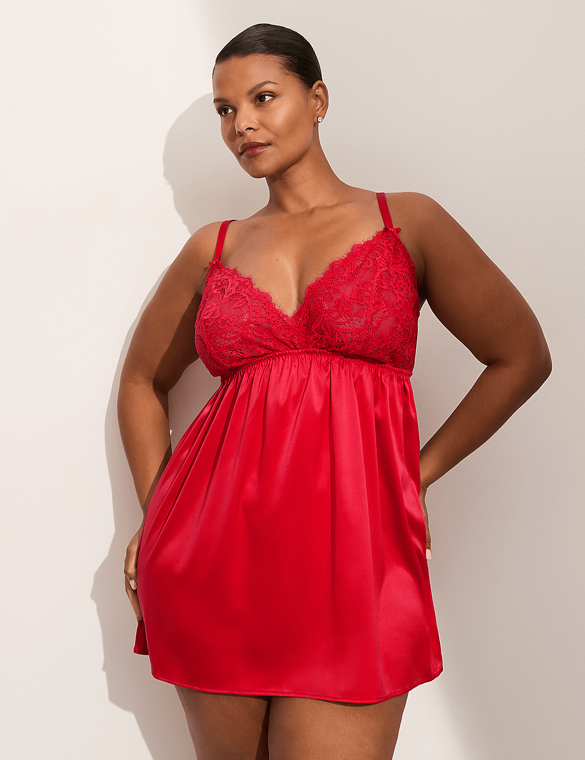 Satin & Lace Babydoll Product Image 1