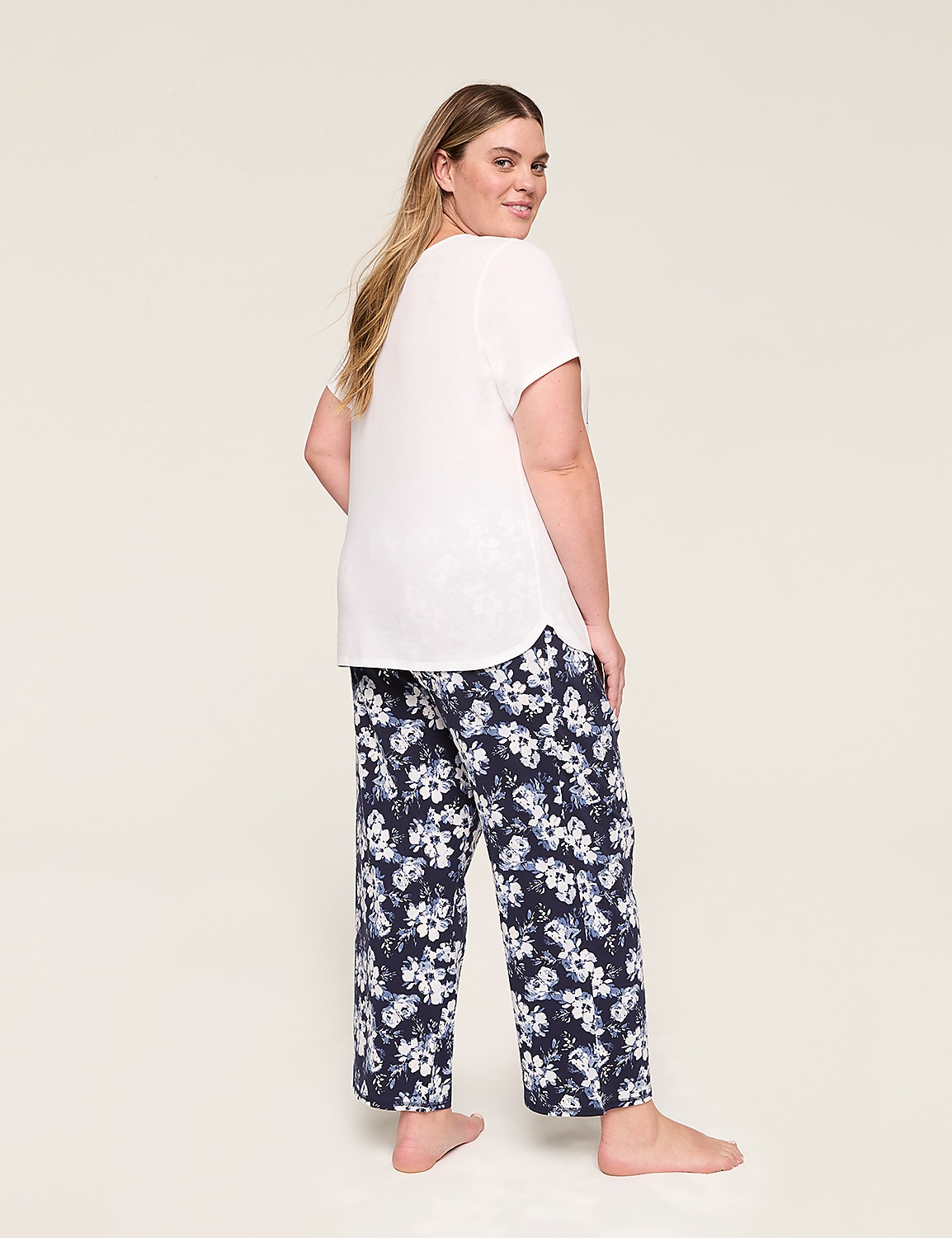 Comfy Cotton V-Neck Tee & Pant PJ Set | LaneBryant