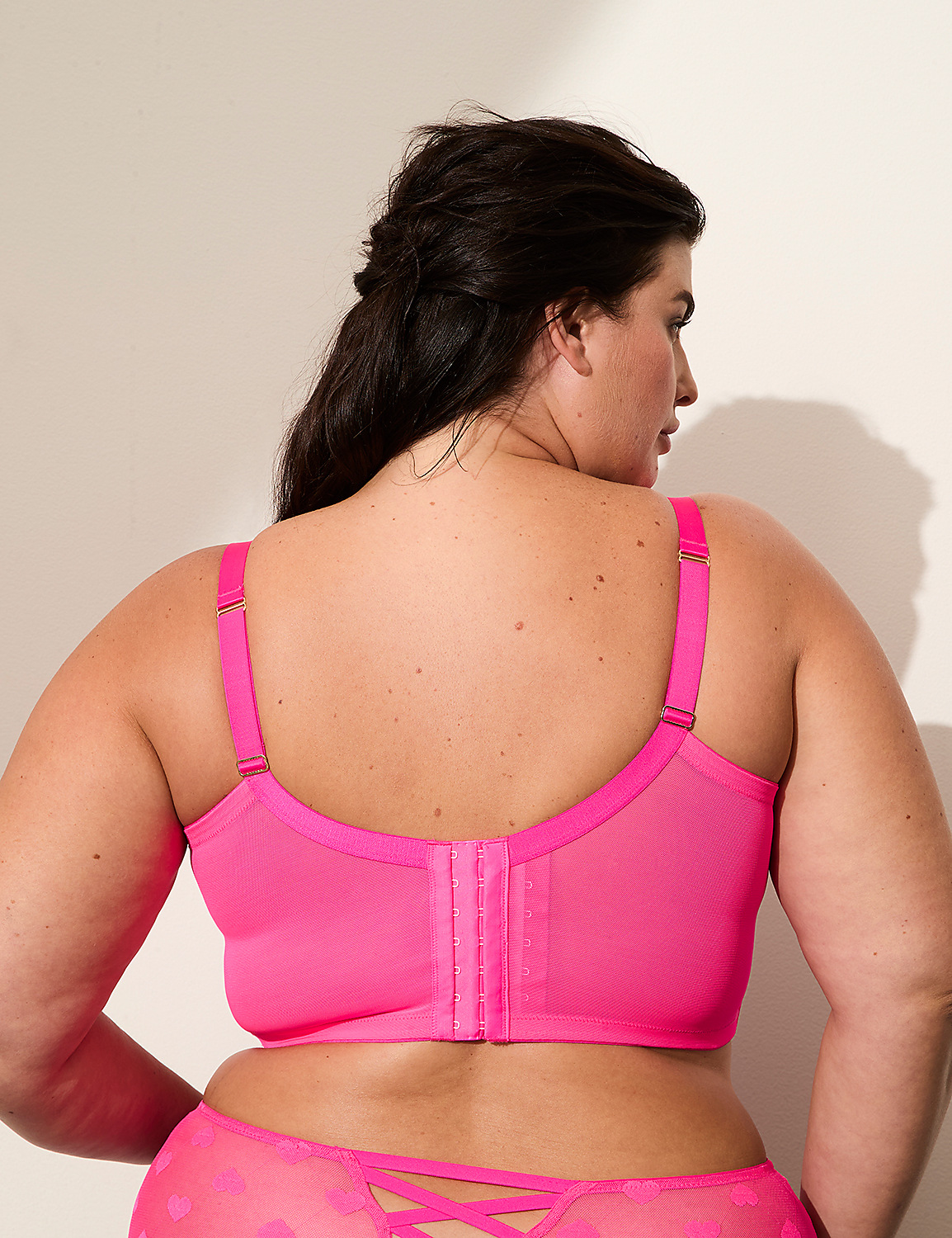 Heart Mesh Longline Unlined Balconette Bra Product Image 2