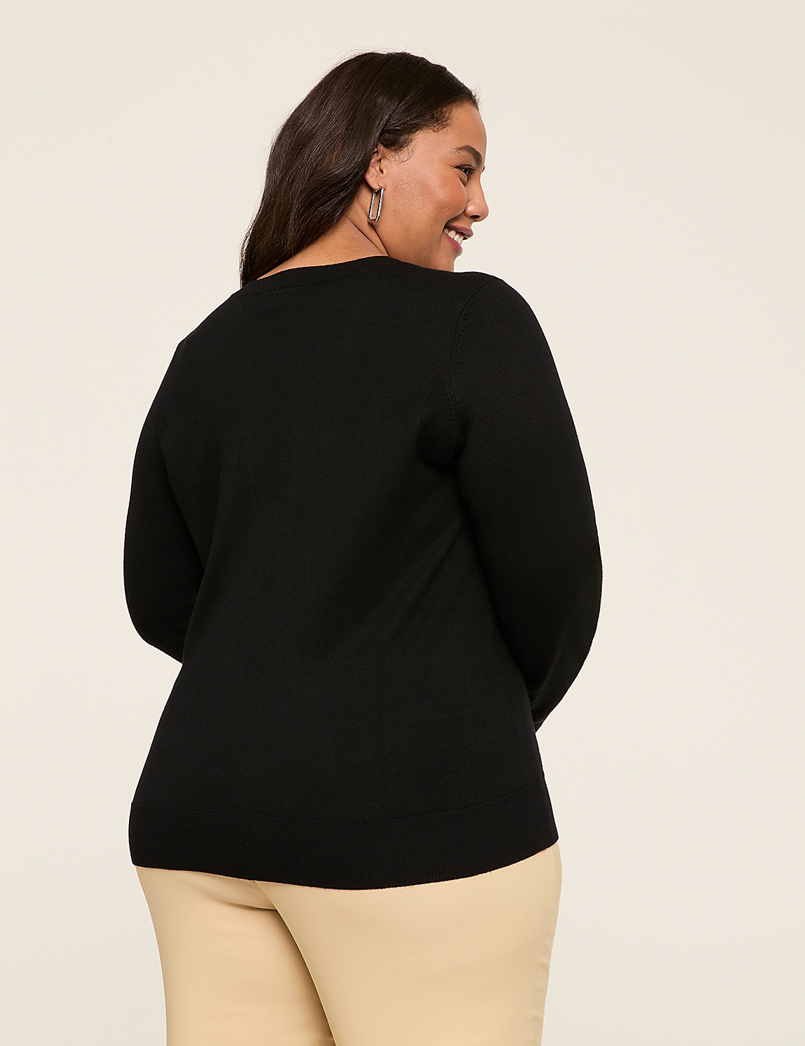 Crew-Neck Button-Front Cardigan Product Image 2