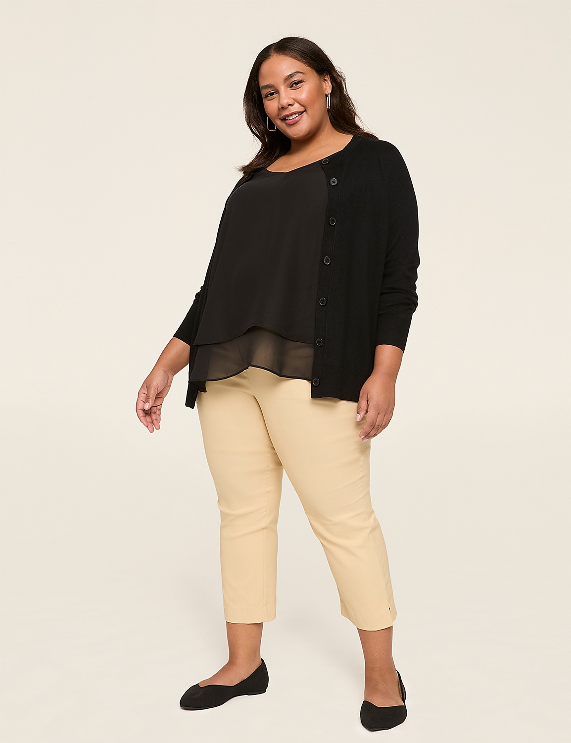 Crew-Neck Button-Front Cardigan Product Image 3