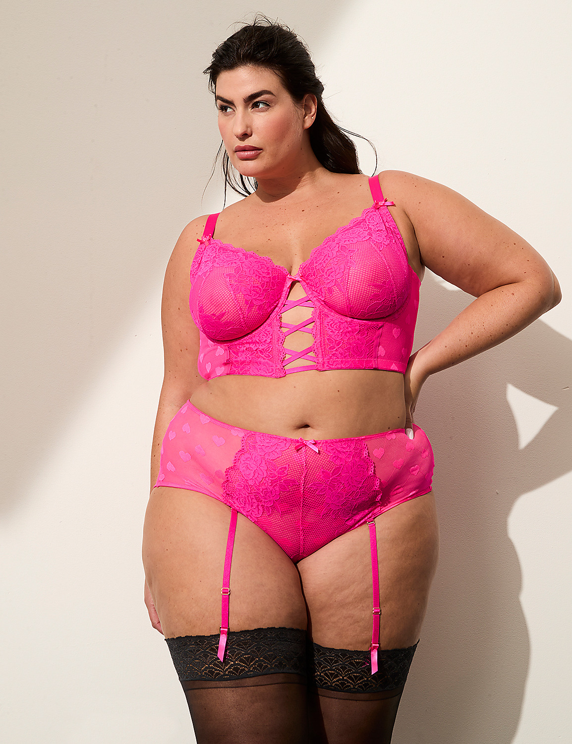 Heart Mesh Longline Unlined Balconette Bra Product Image 4