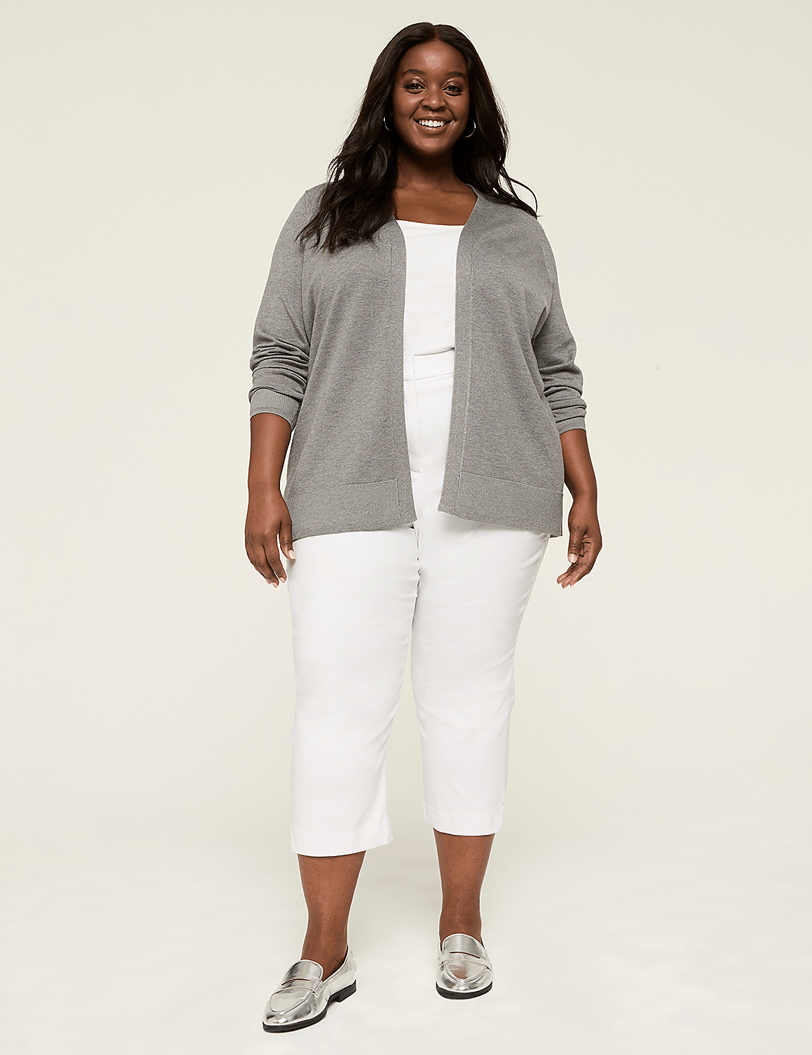 Modern Long-Sleeve Open-Front Cardigan Product Image 3