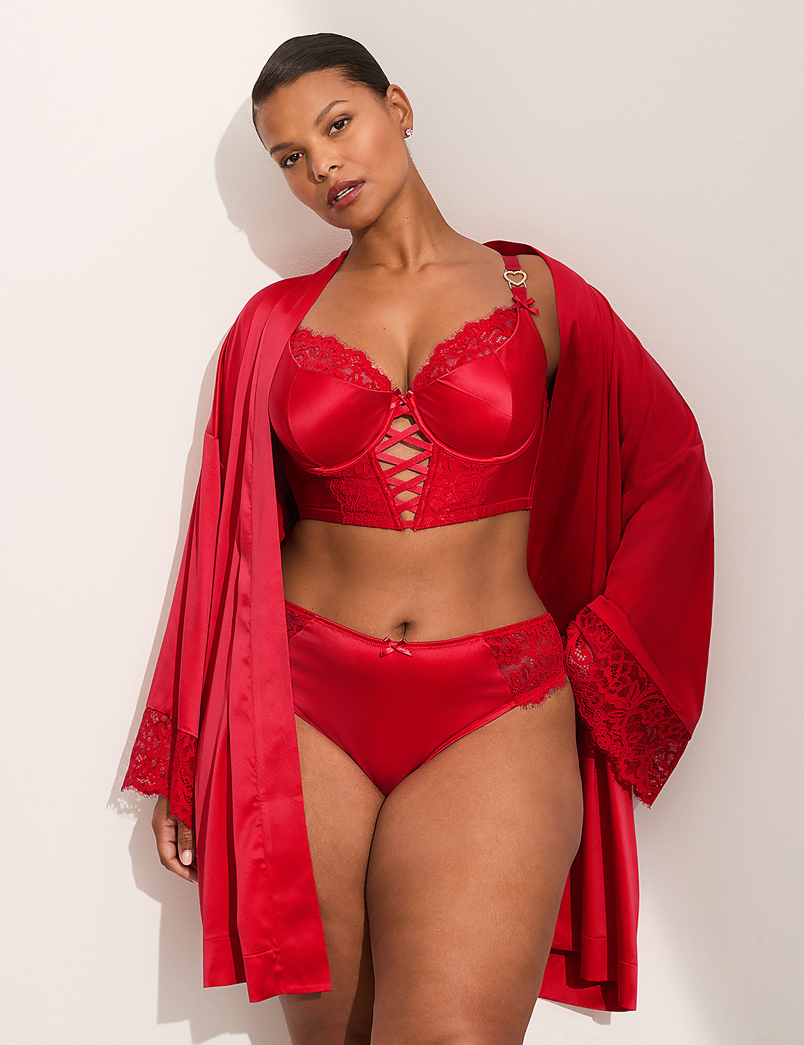 Satin Lace-Trim Robe Product Image 3